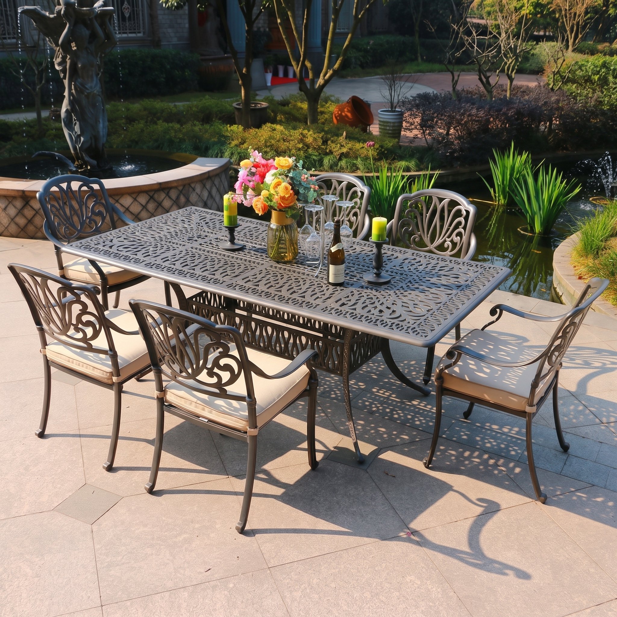Geneva 7-Piece Dining Set With 6 Arm Dining Chairs