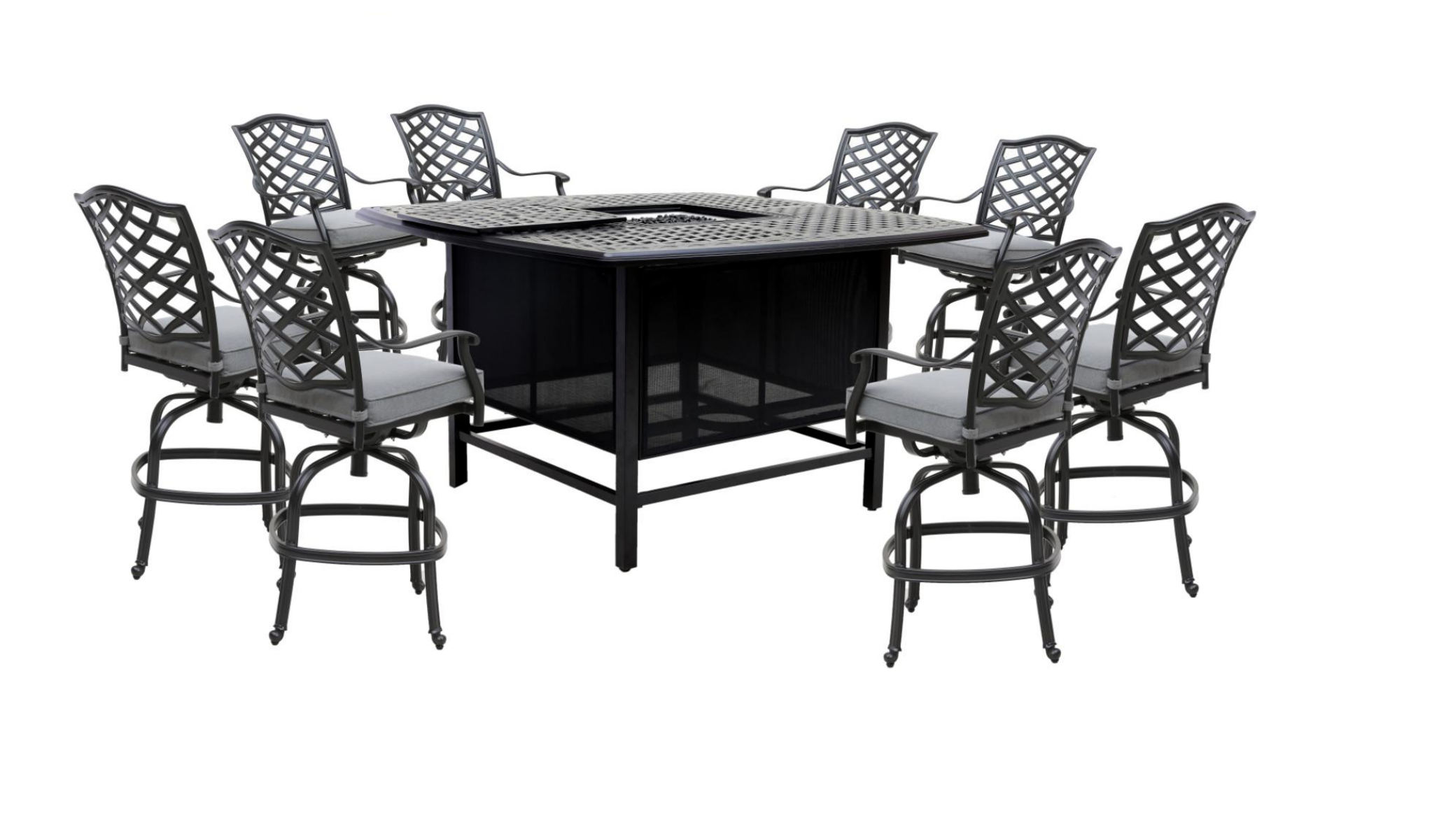 New Halston 9-Piece Chat High Fire Pit Set