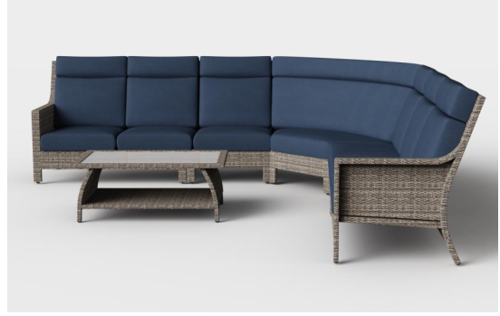 Estellle Curved Wicker Sectional Conversation Set