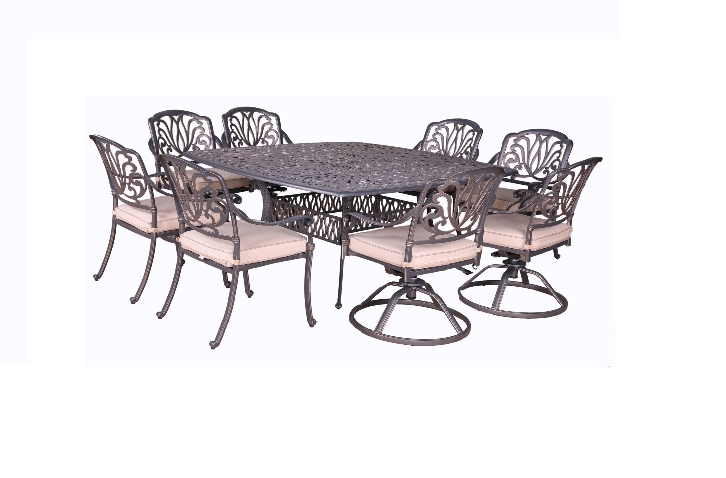 Geneva 9-Piece Cushioned Dining Set, 64" Square Table