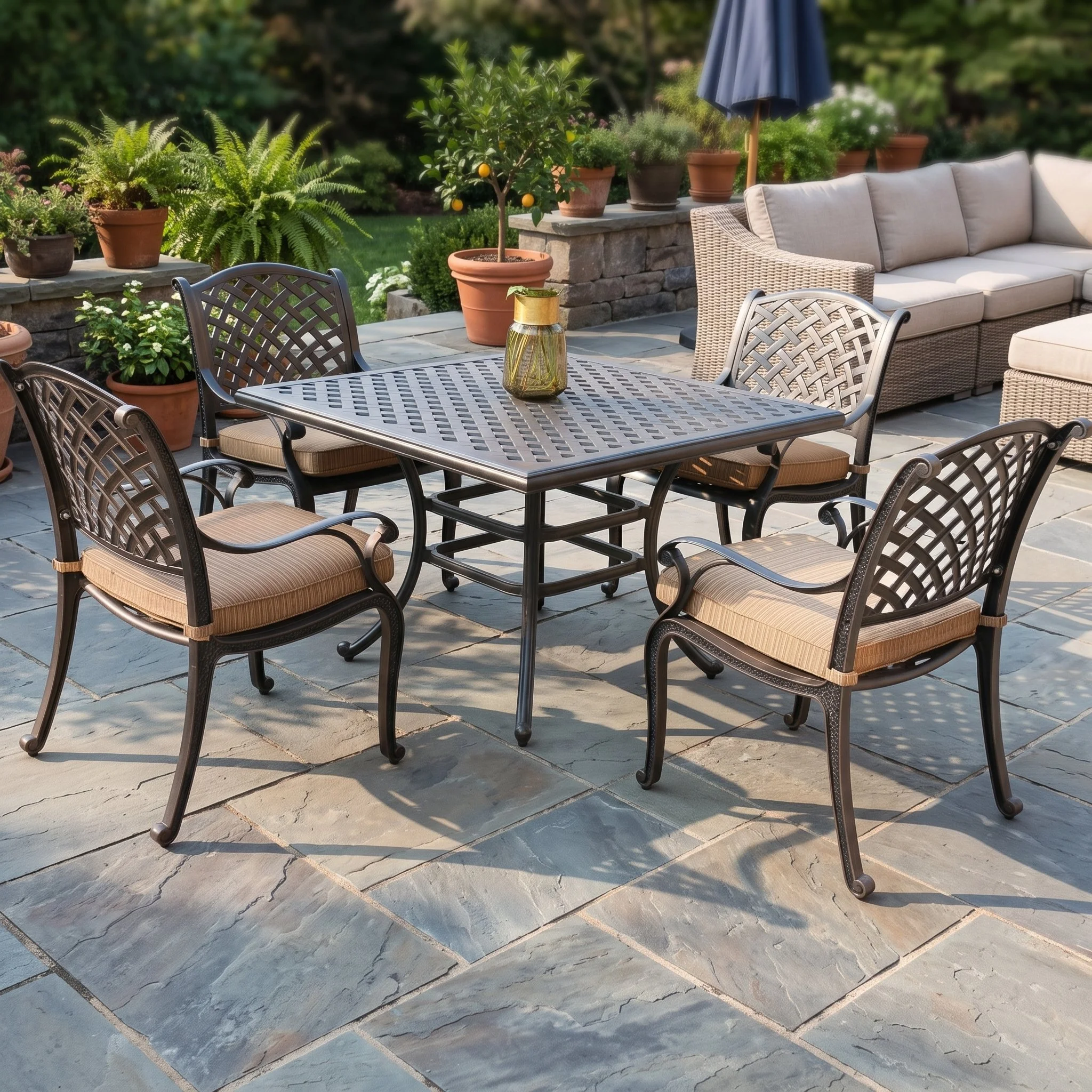 Castle Rock 5-Piece Square Dining Set With 4 Arm Chairs