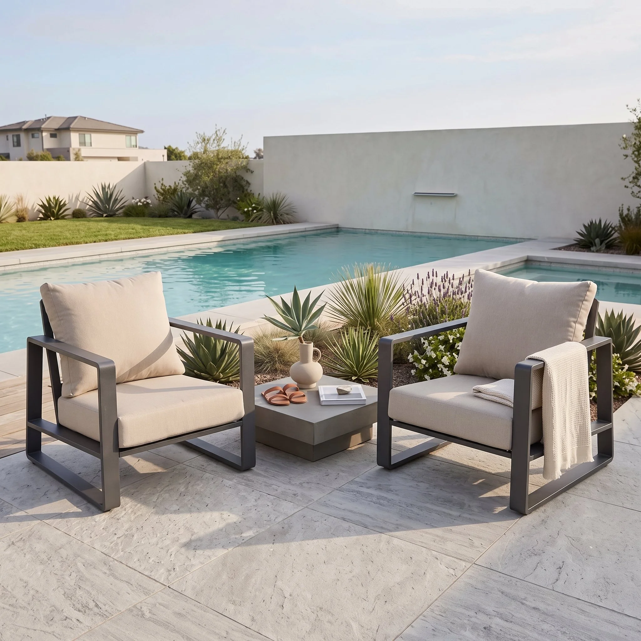 Modern Dark Grey Aluminum Outdoor Club Chairs / SKU: CM-0050  - 717623838933 /  9 Sets / $245.38 DDP