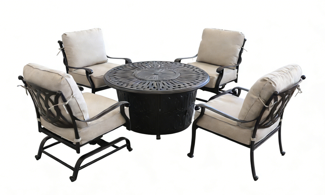 New Montreal 5 Piece Round Firepit Set