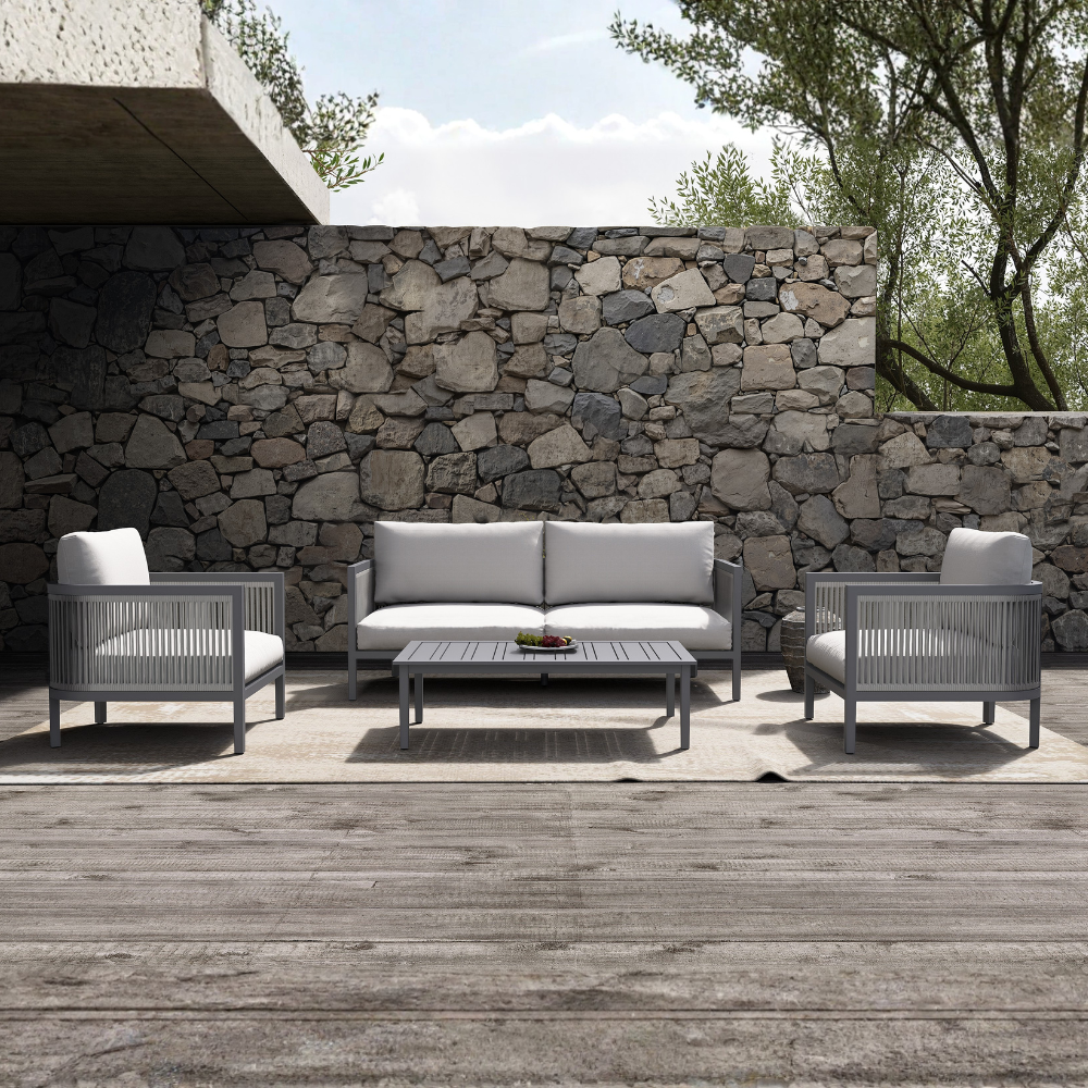 Catalina 4-Piece Outdoor Patio Deep Seating Set with Gray Cushions / HA-1550-SS / 12 Sets / $1,276.80 FOB CA