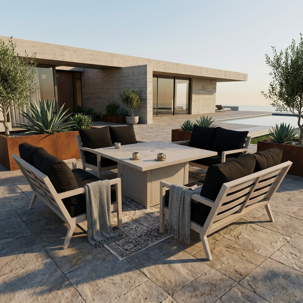 Portland 5-Piece Deep Seating Firepit Set.