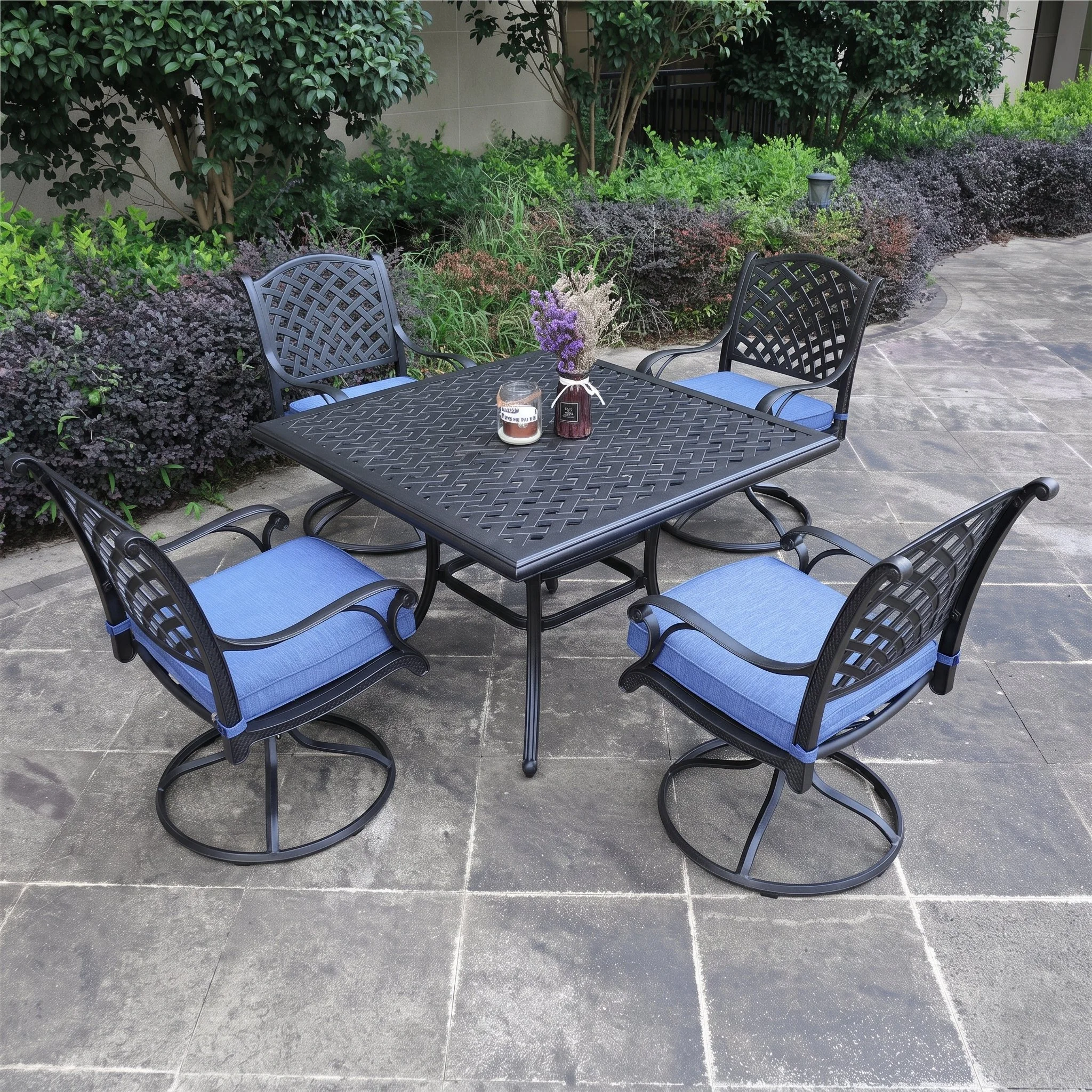 Castle Rock 5-Piece Square Dining Set With 4 Swivel Dining Chairs