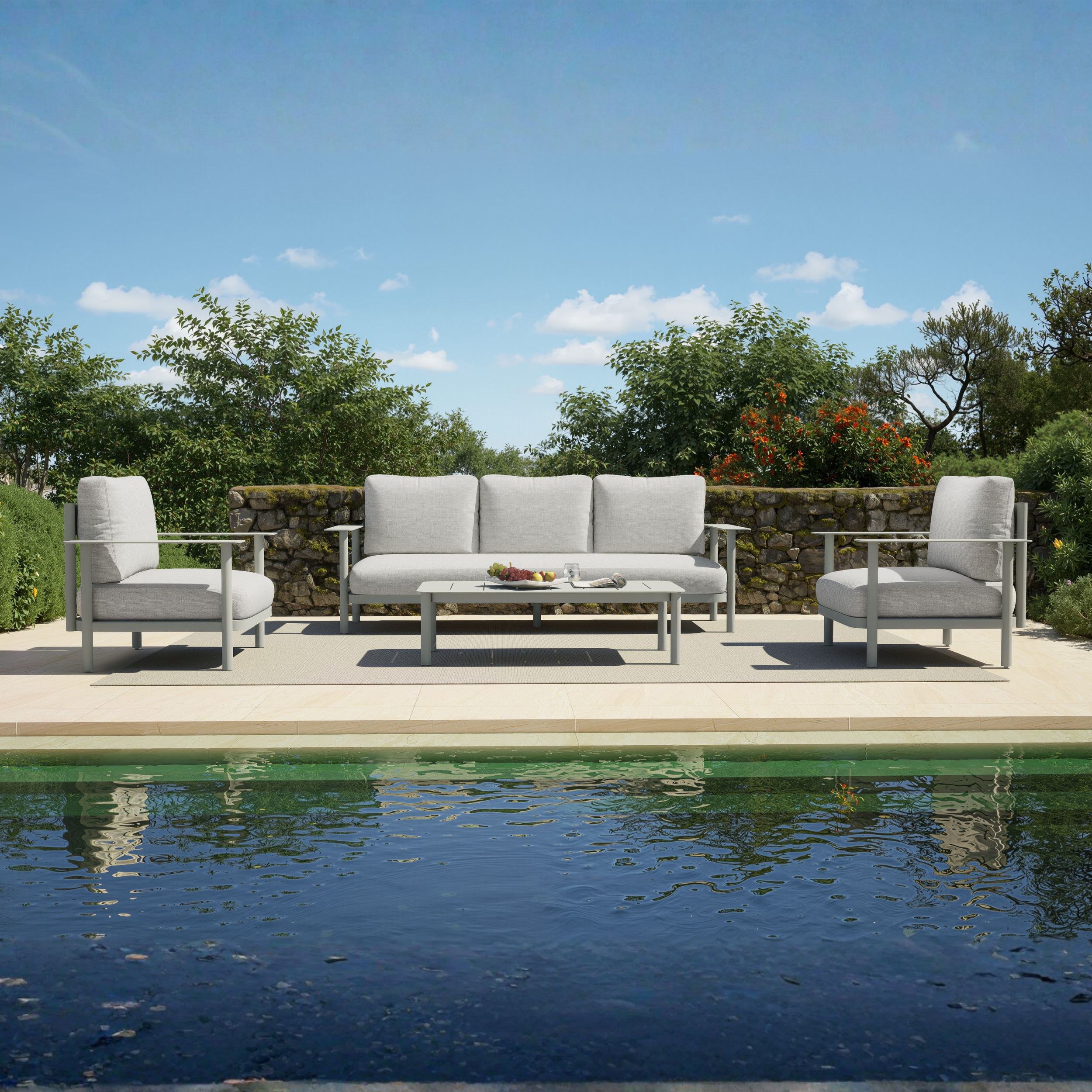 Veranda 4-Piece Outdoor Patio Deep Seating Set with Beige Cushions / HA-2230-SS / 25 Sets / $1,540.00 FOB CA