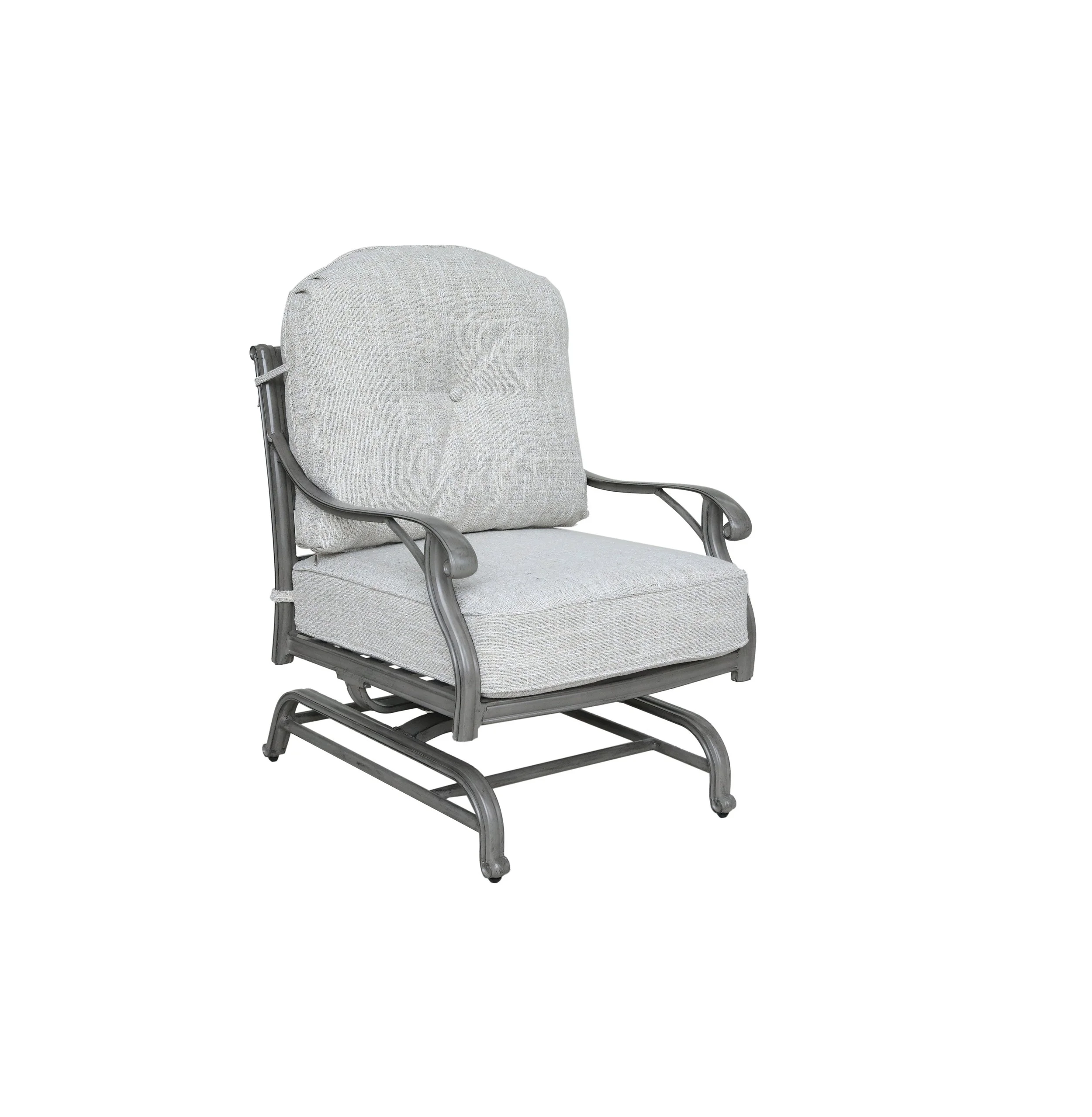 Macan Cast Aluminum Club Motion Chair With Cushion, Heritage Grey/Golden Gauze