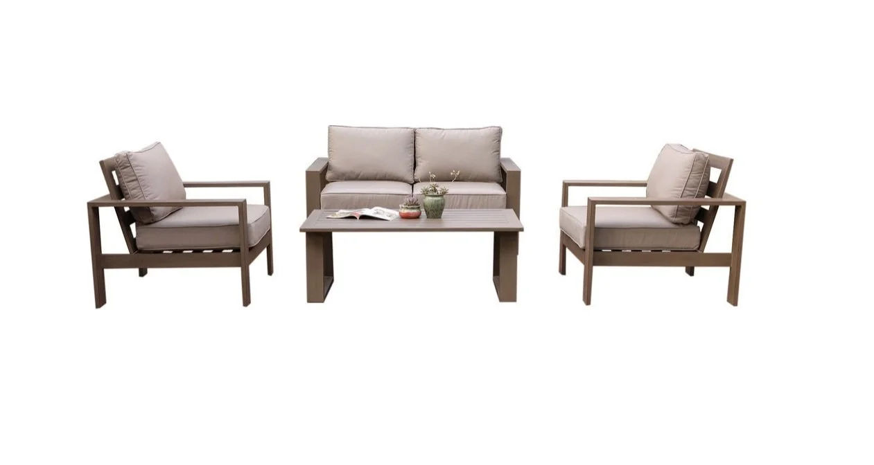 Alassio 4-Piece Conversation Set, 28x5," Coffee Table, Brama/Taupe