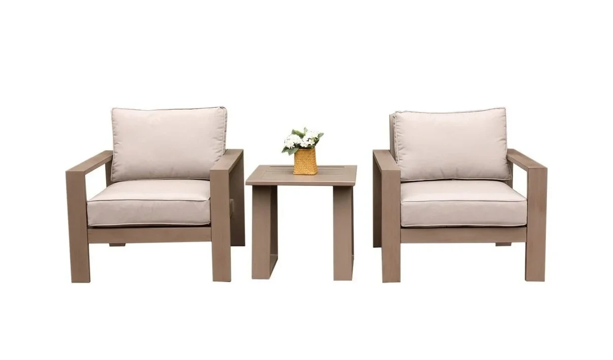 Alassio 3-Piece Bistro Set, 24" End Table, Brama/Taupe