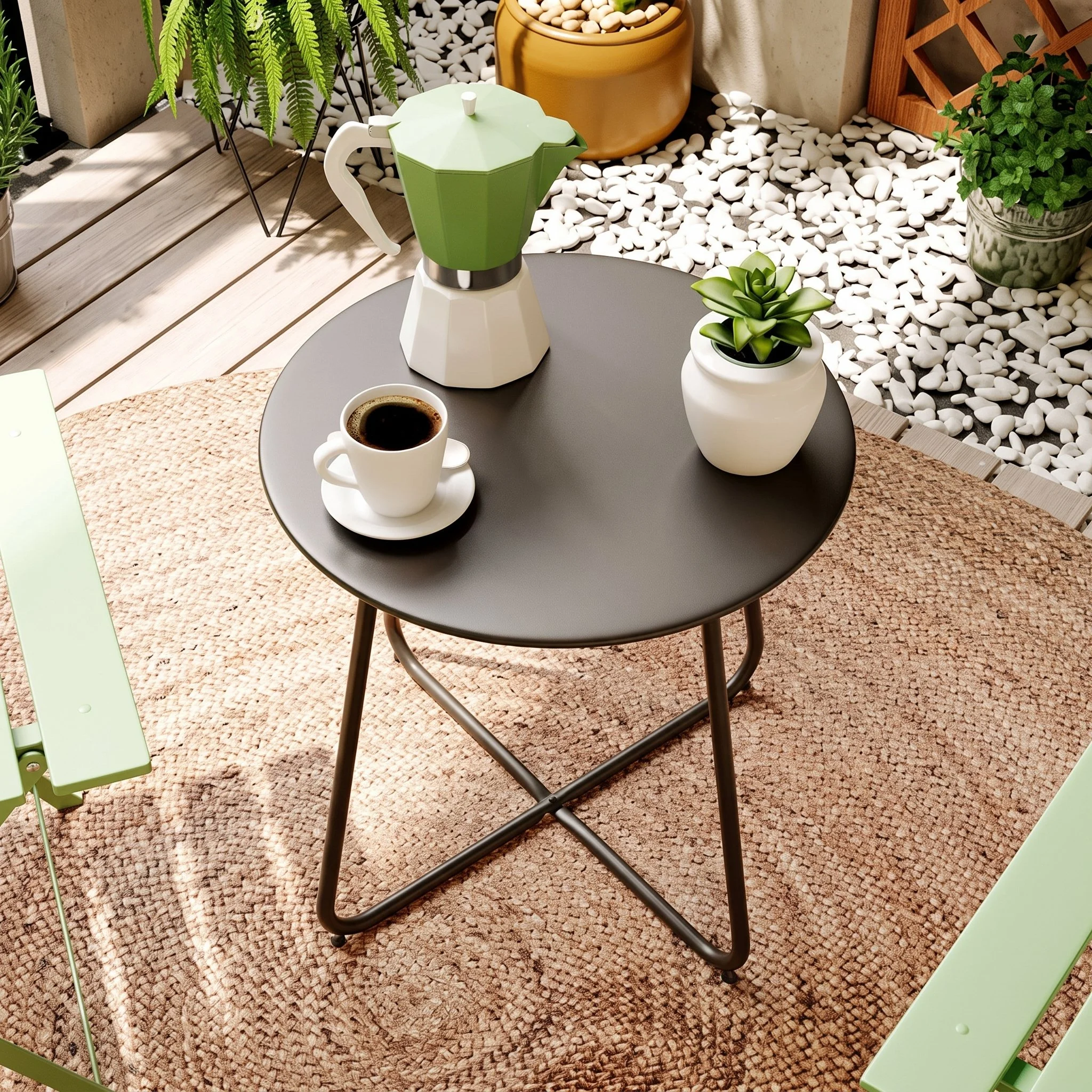 18-inch Round Outdoor Side Table / Model 09 / Peacock Blue: 558 Stocks | Red: 328 Stocks | Sage Green: 405 Stocks | Yellow: 409 Stocks | Black: 80 Stocks / $14.40 FOB LA