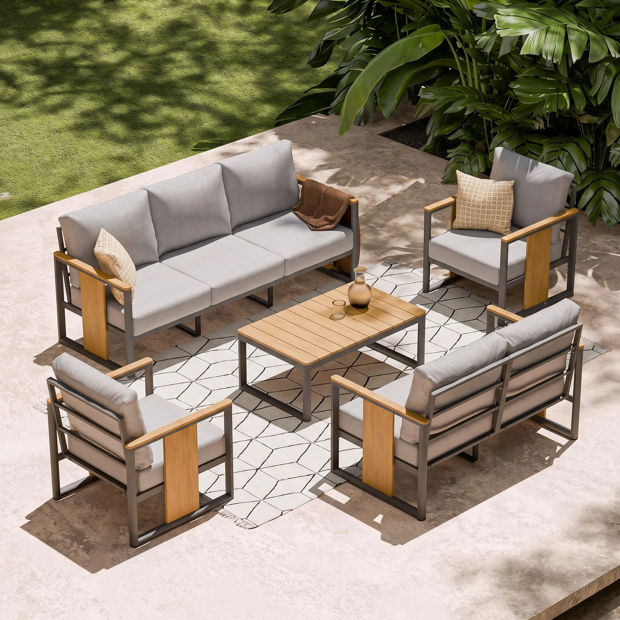Modern 5-Piece Outdoor Aluminum Lounge Set / 20 Stocks / $540.98 FOB LA