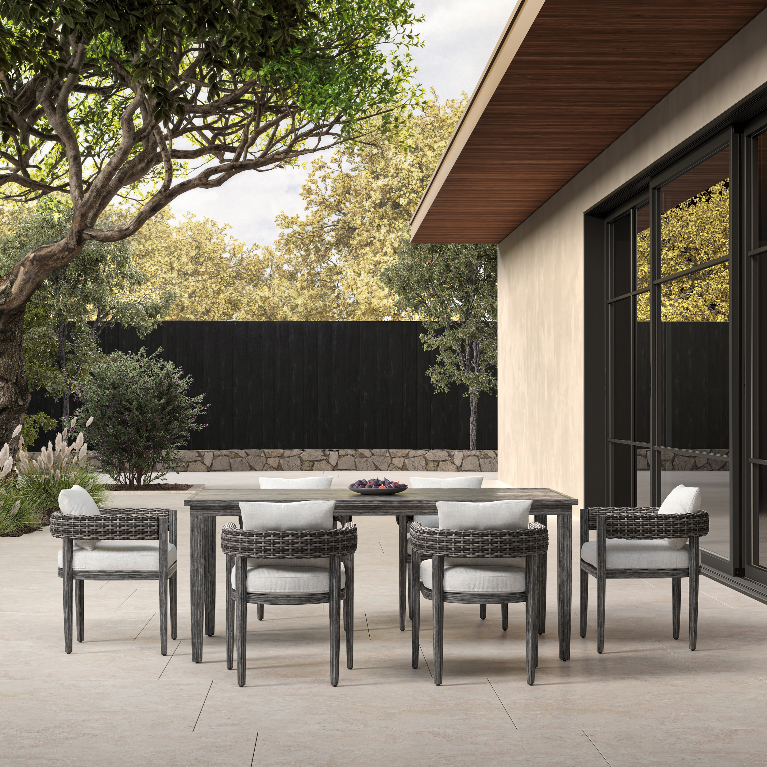 Riviera 7-Piece Outdoor Patio Woven Dining Set with Gray Cushions / HA-1162-DS / 28 Sets / $1,484.00 FOB CA