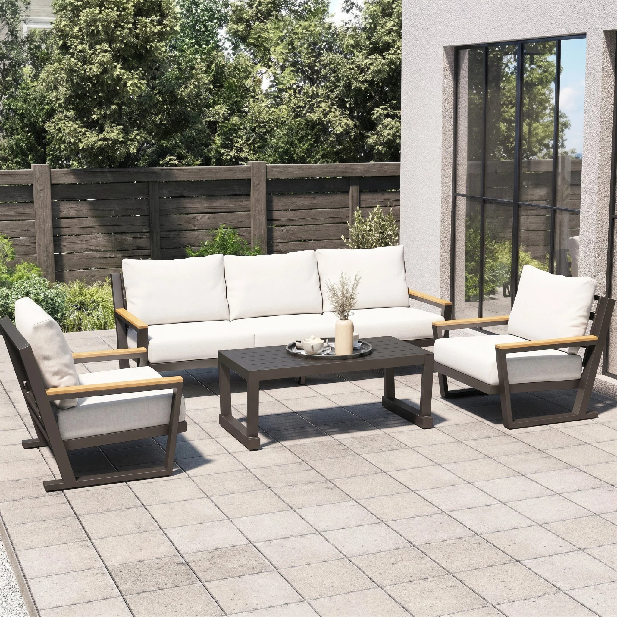 4-Piece Aluminum Patio Conversation Set / 118 Stocks / $565.50 FOB LA
