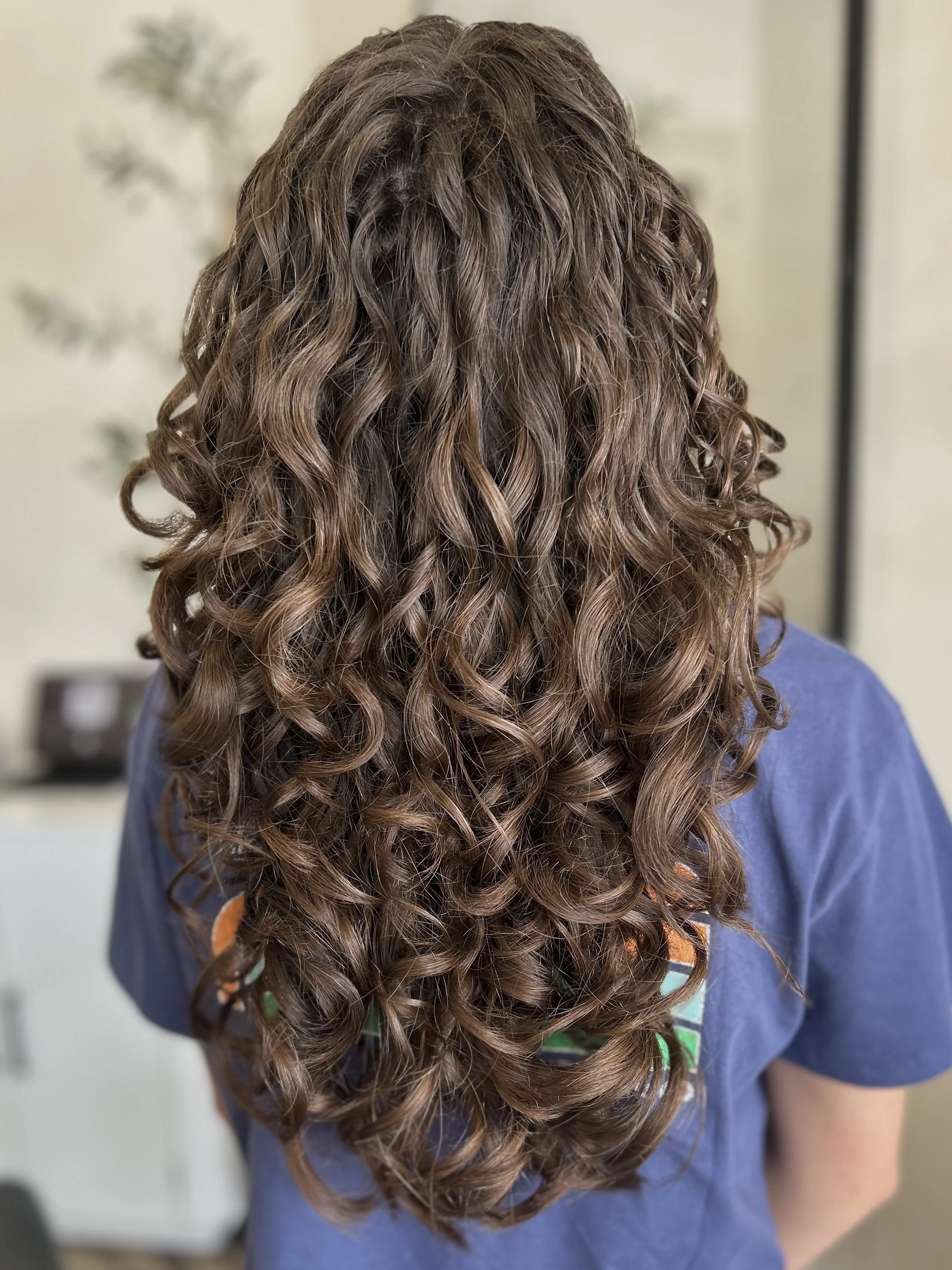 Long light brown curly cut and style in Sarasota 