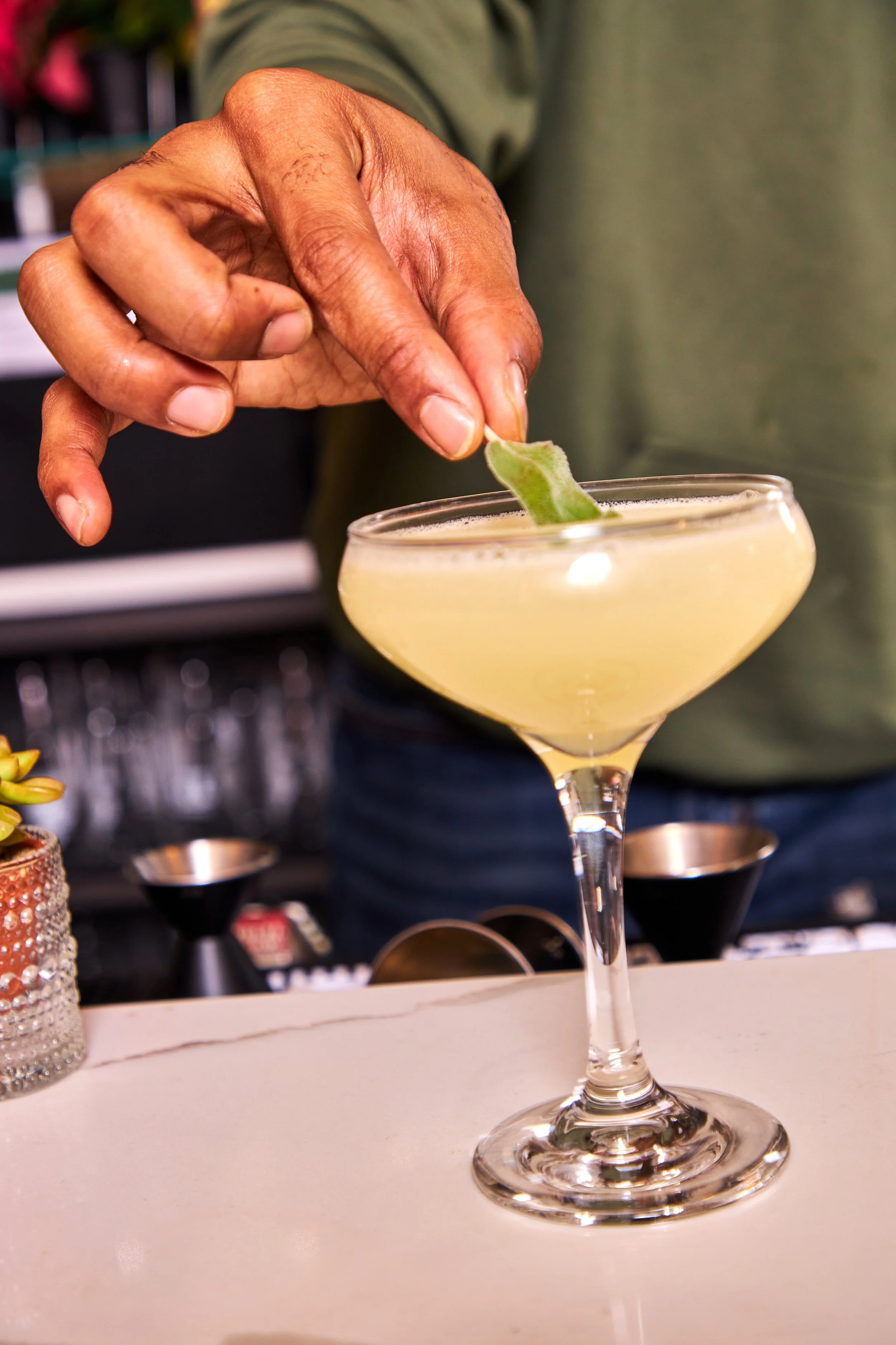 cocktail drink with gin and sage