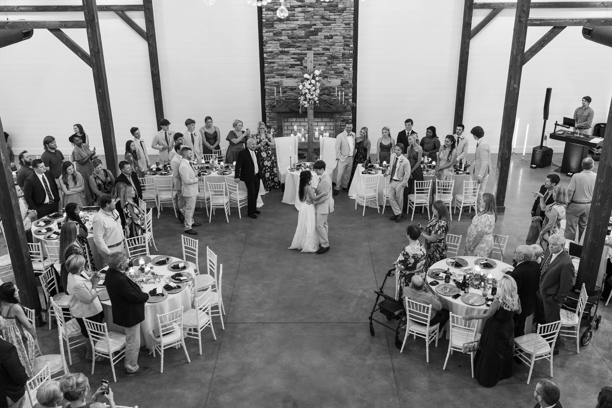 Birds Eye View of a Bride and Groom's First Dance