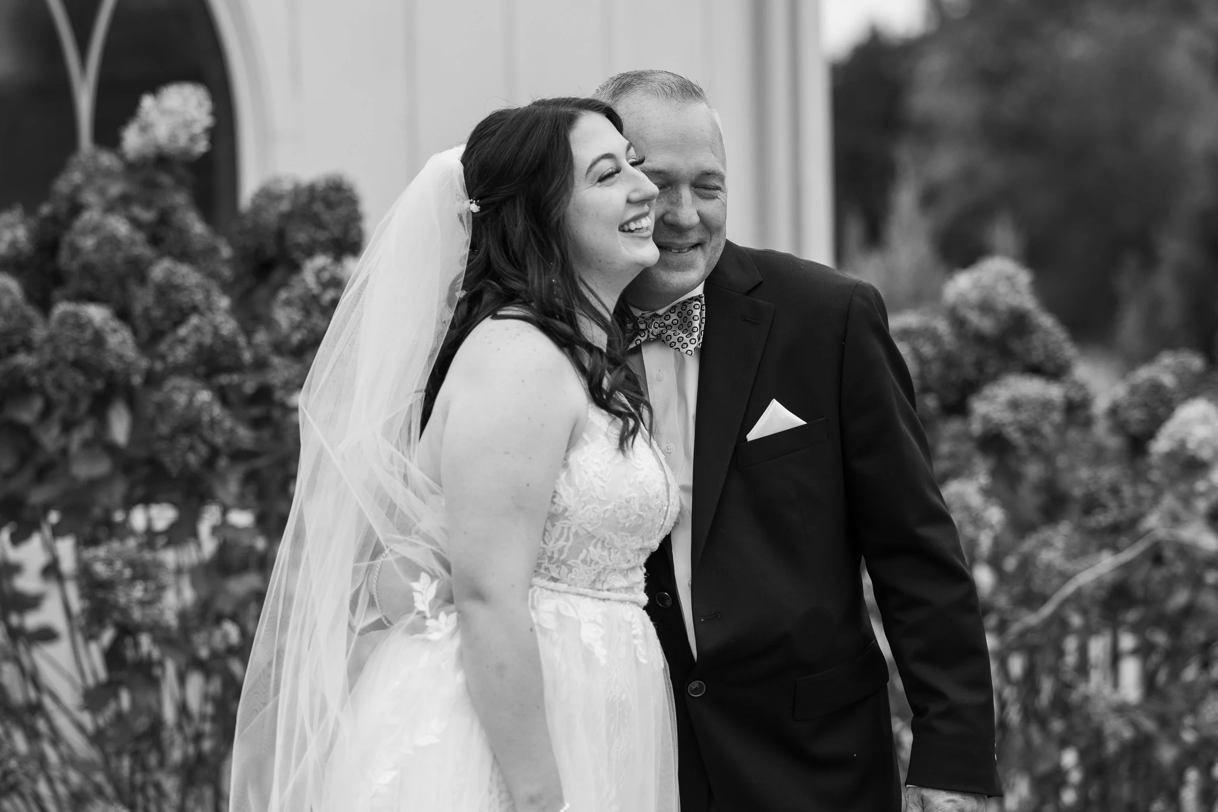Father Daughter first look photos at the Highlands Chapel at Howe Farms