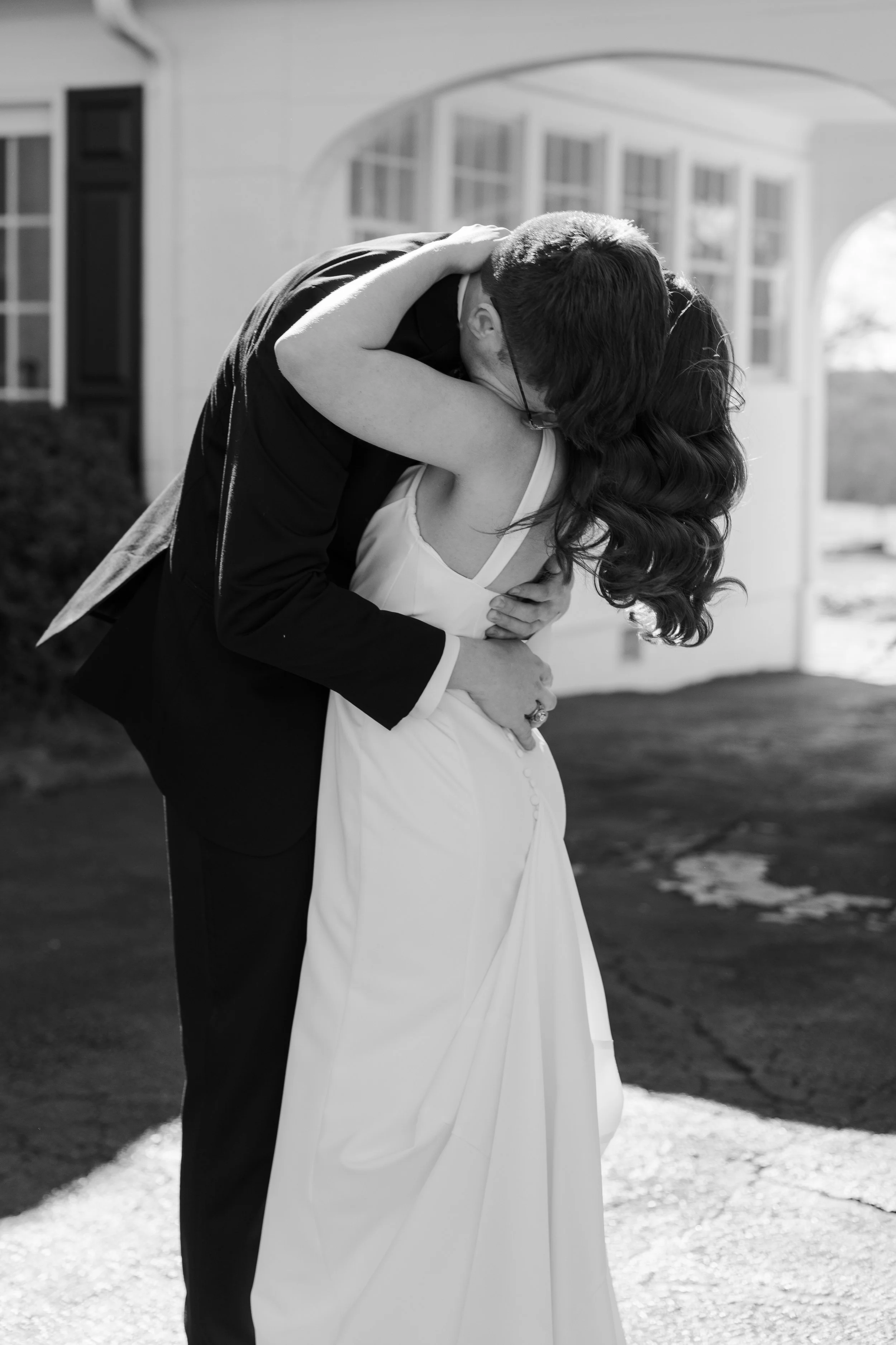 Black and White Couples Portraits During a First Look