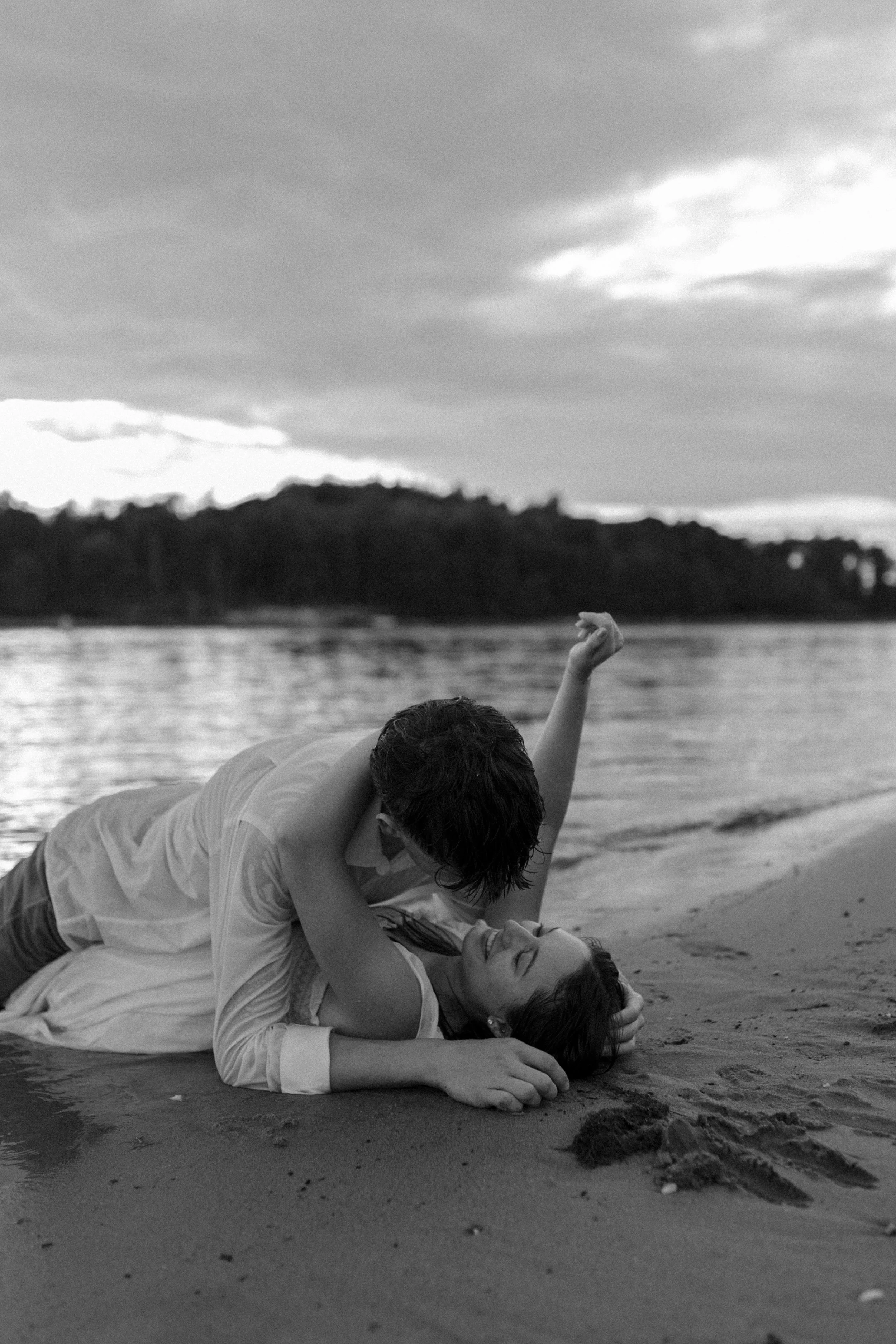 Clemson Rowing Docks romantic intimate couples portrait on the lake
