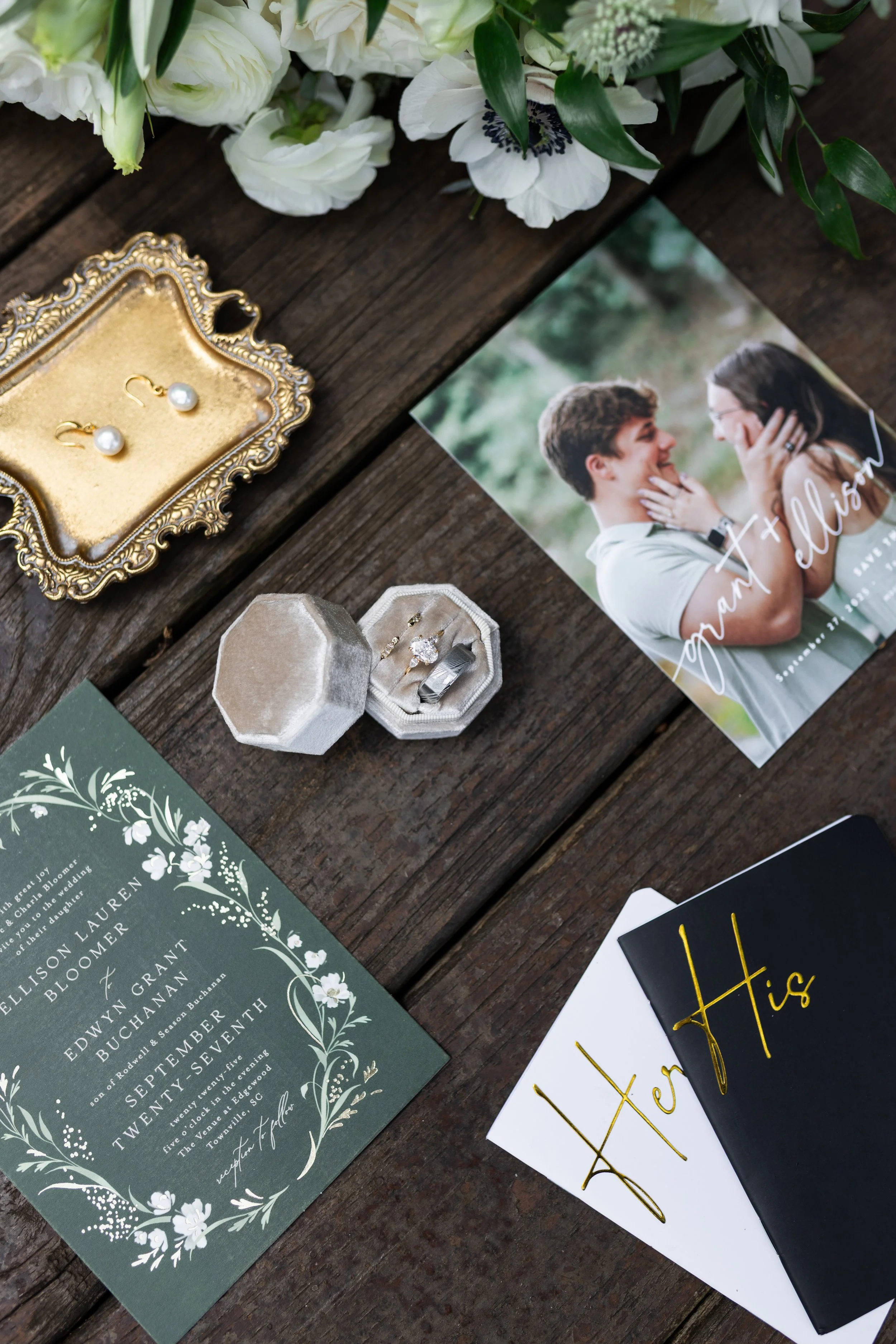 Wedding flatlay images at the Venue at Edgewood