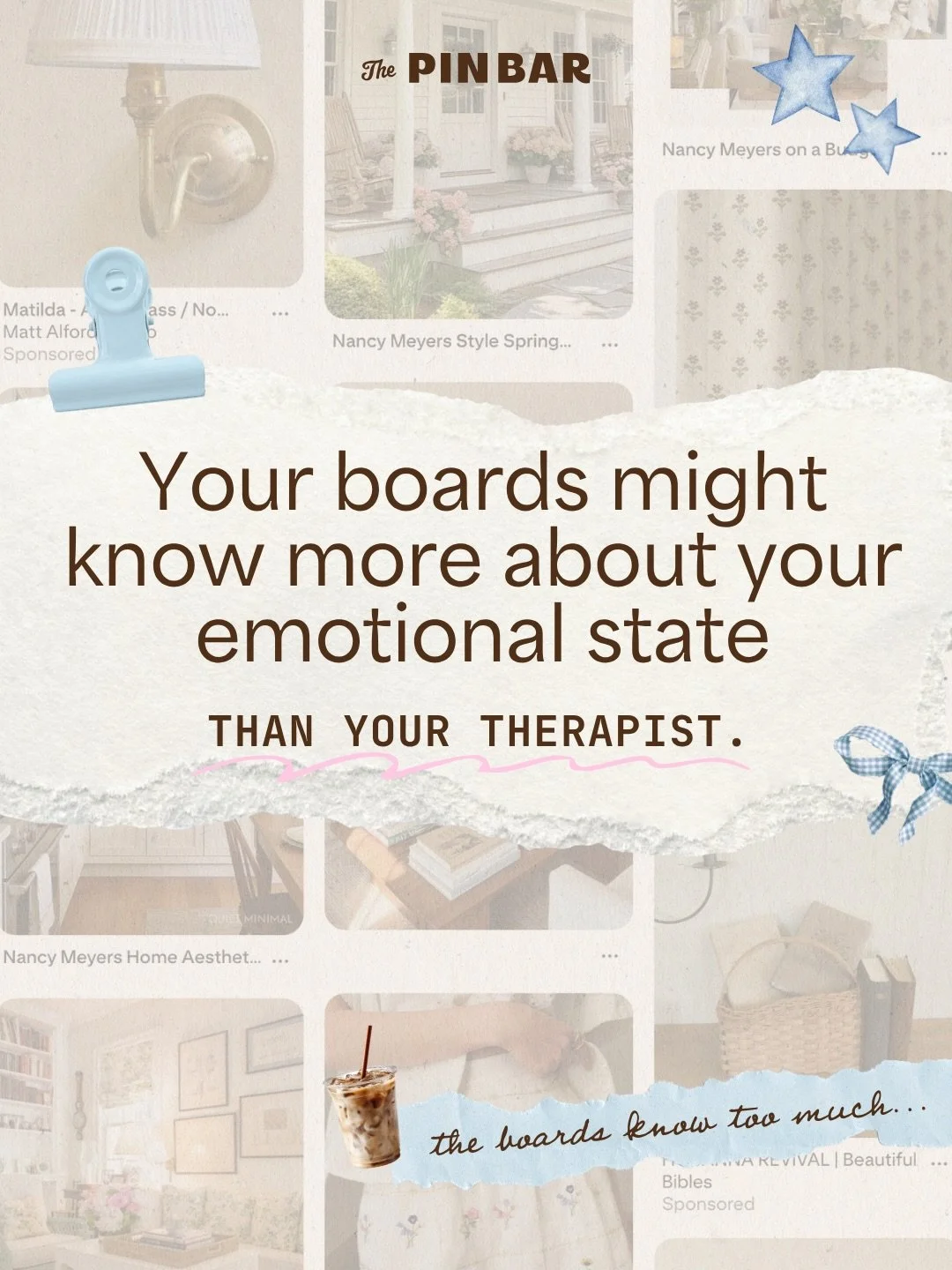 I regret to inform everyone that Pinterest is not, in fact, an innocent app about soup and home decor.

It&rsquo;s actually a highly sophisticated archive of: ✨ unmet emotional needs ✨ nervous system repair attempts ✨ escapism ✨ longing ✨ and women q