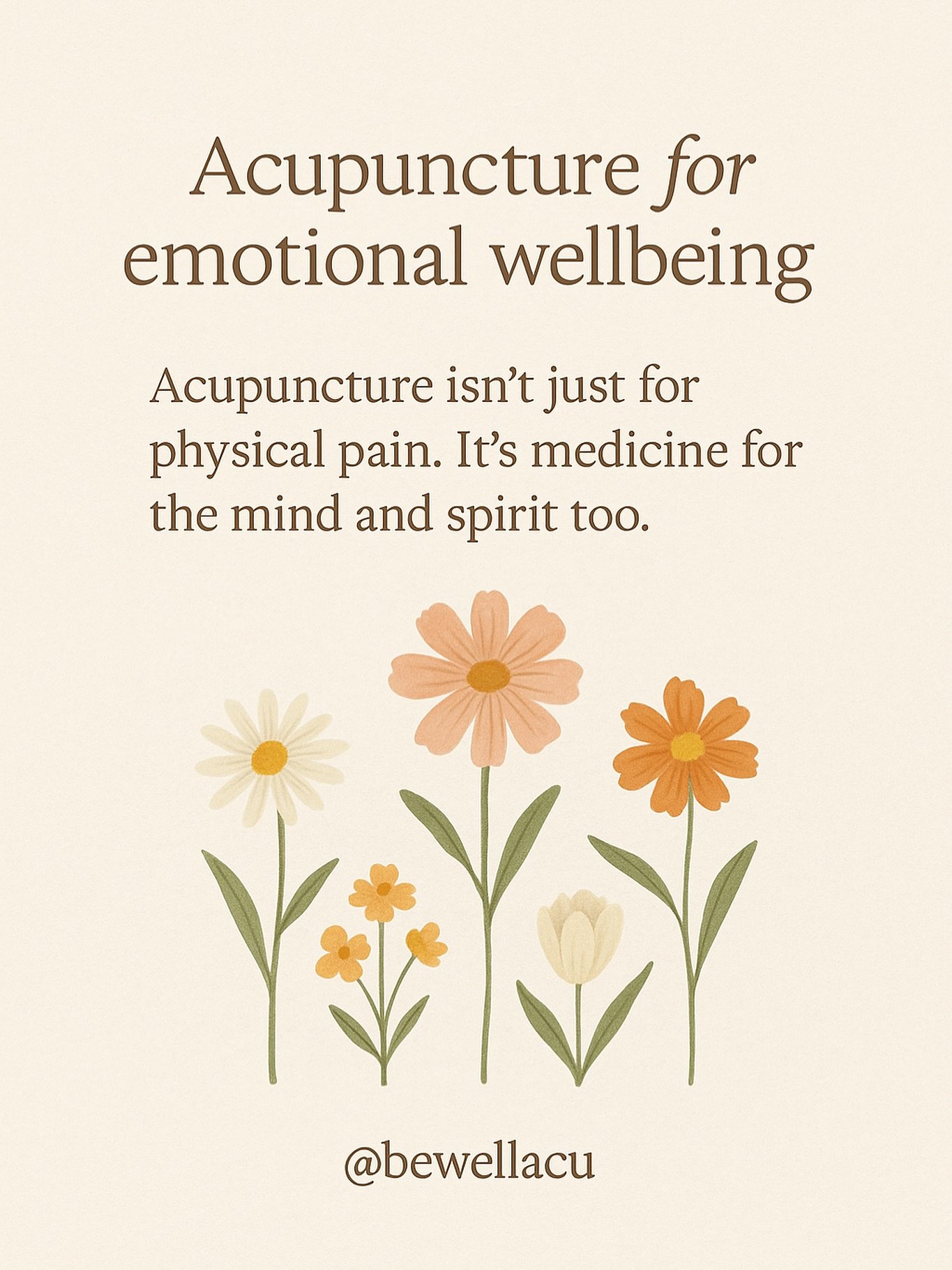 Acupuncture isn&rsquo;t just for physical pain, it&rsquo;s for emotional healing too. 🌿 It helps regulate your nervous system, ease stress, and bring you back to center. Gentle rooted medicine for your mind, body, and spirit. ✨
@bewellacu