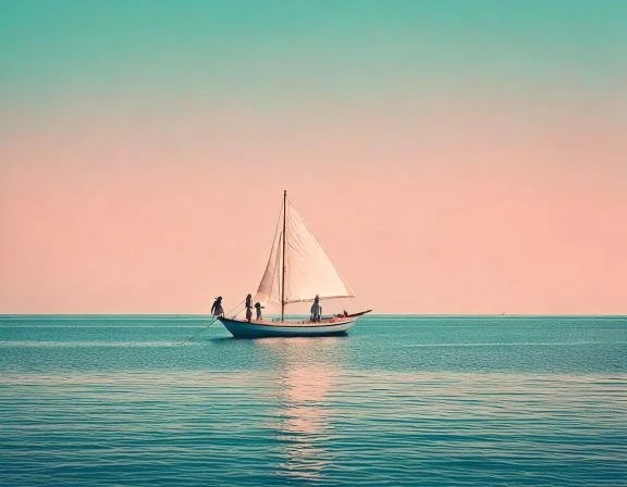 Kids on a little boat