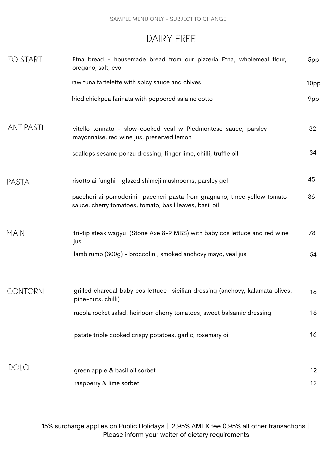 Dairy Free Italian Restaurant Brisbane Rosmarino