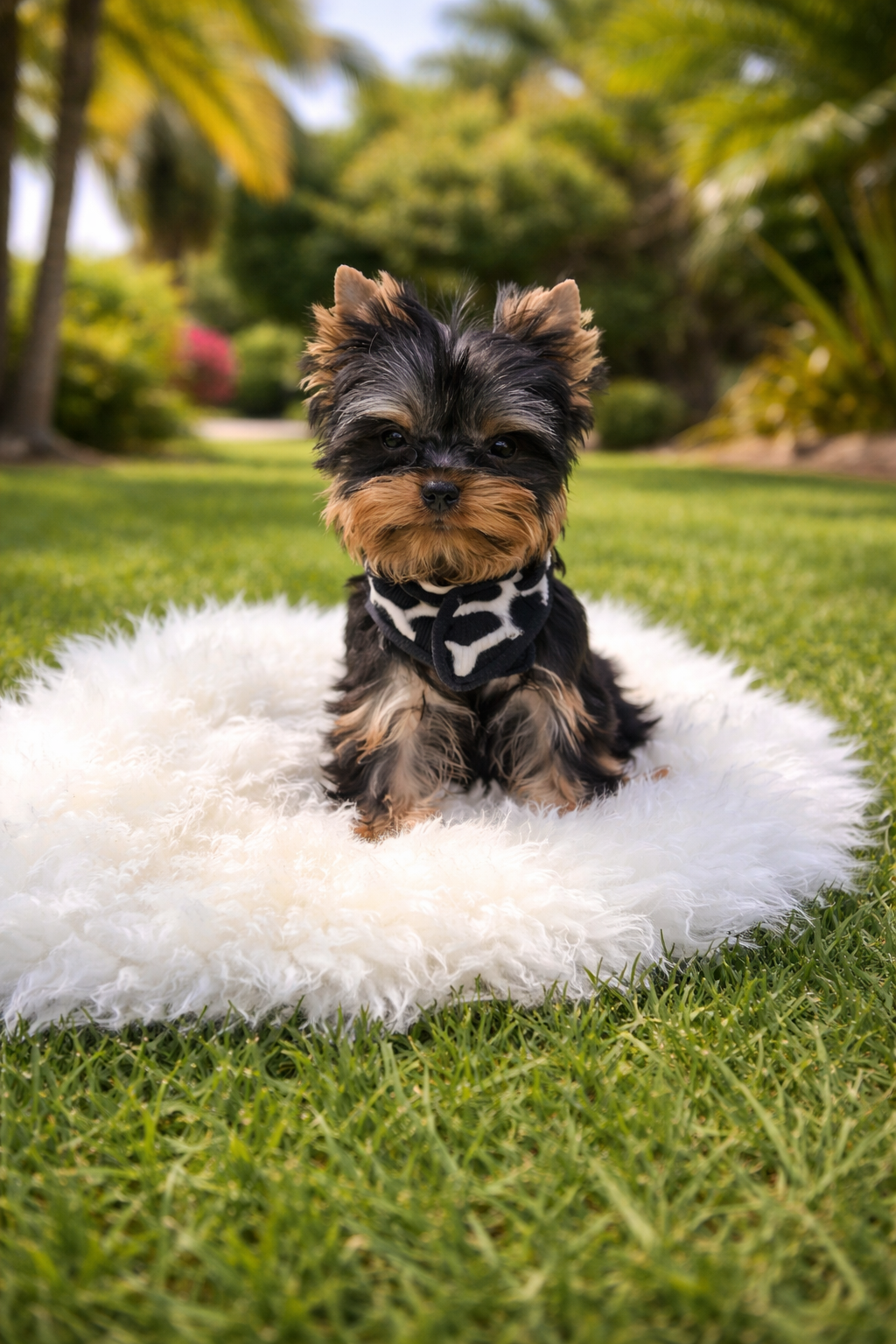 Yorkshire Terrier puppy prepared for Hawaii placement, illustrating the reality of neighbor island travel requirements and inspection permit approval before direct release.