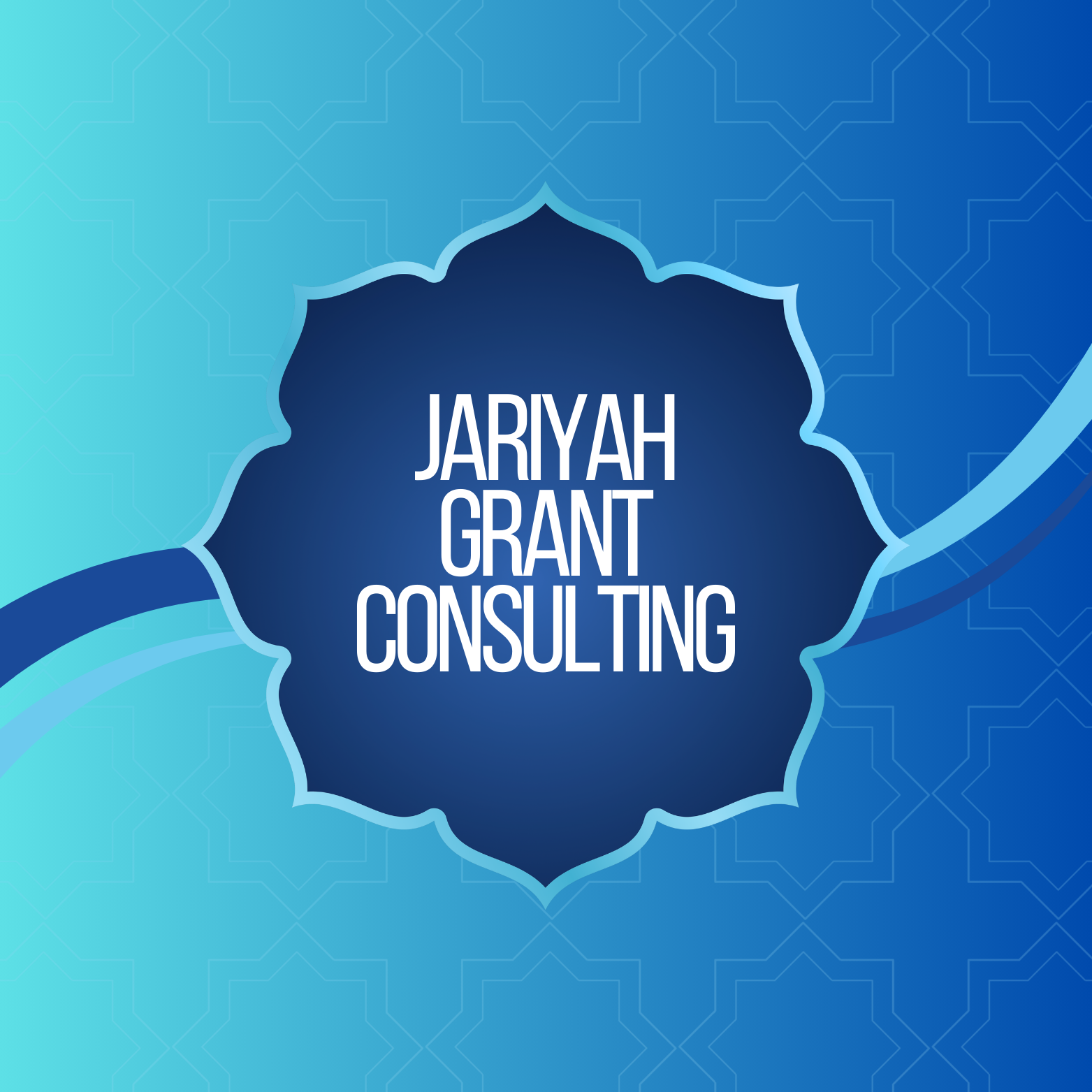 Business card or logo for Jariyah Grant Consulting with a blue decorative background