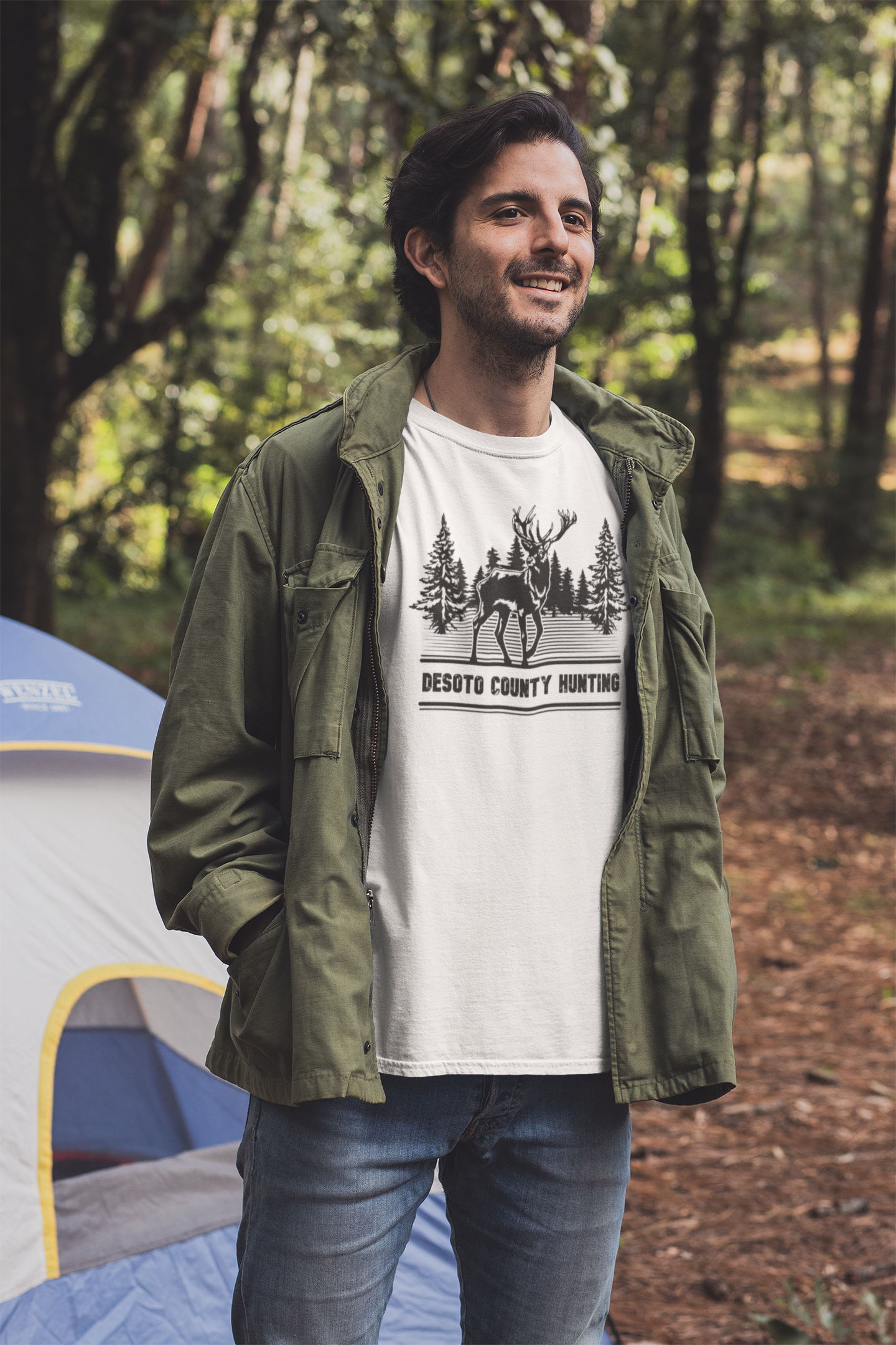 mockup-of-a-man-with-a-crewneck-t-shirt-at-a-campfire-30474.png