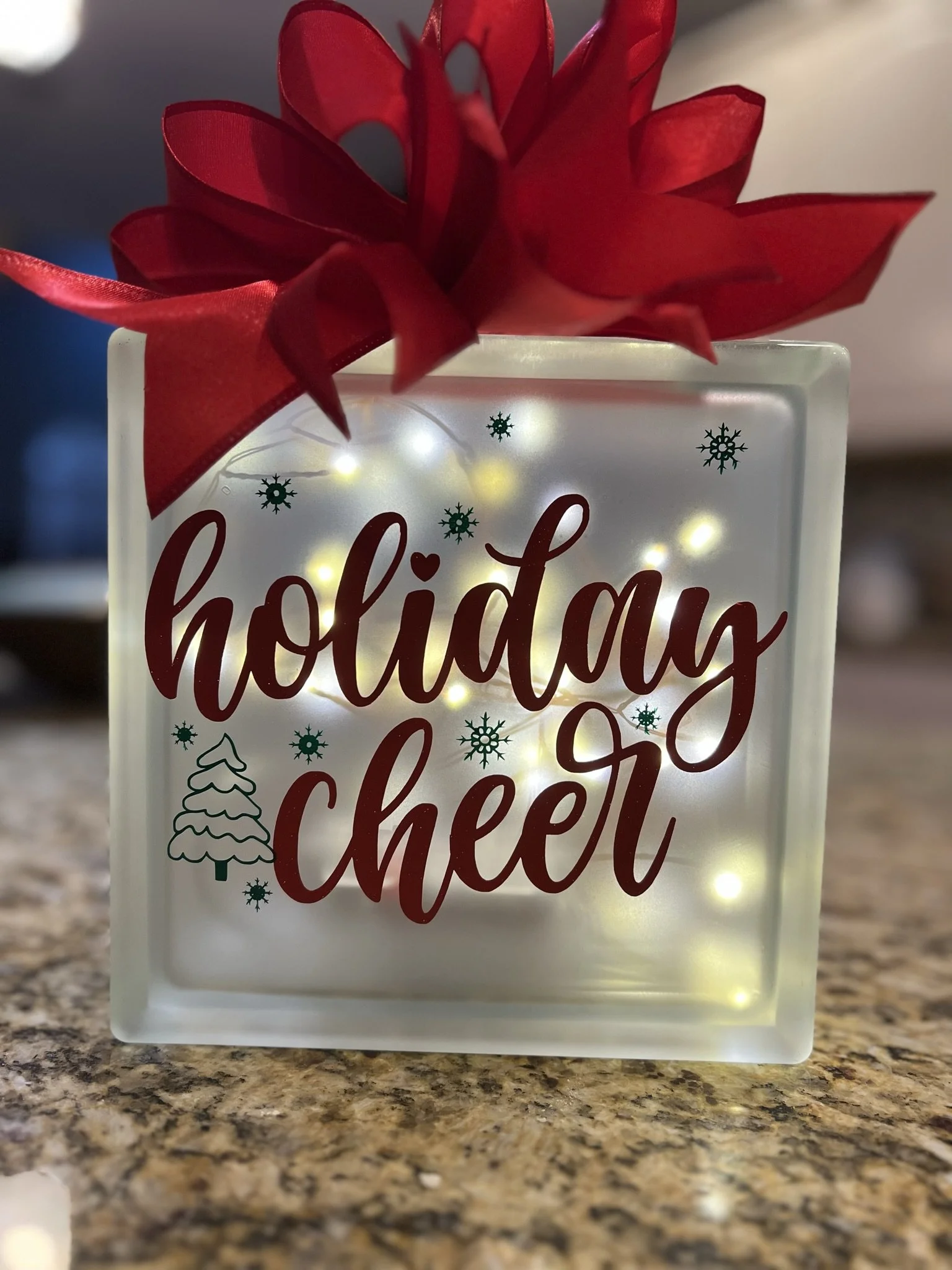 Holiday Cheer Glass Block