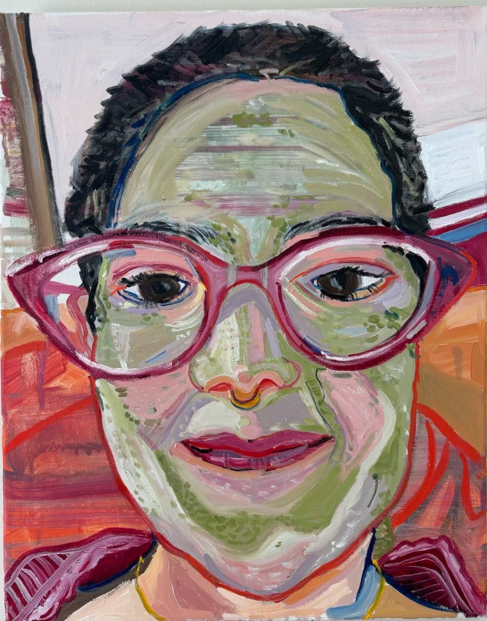Weird Face Mask" (oil on canvas)