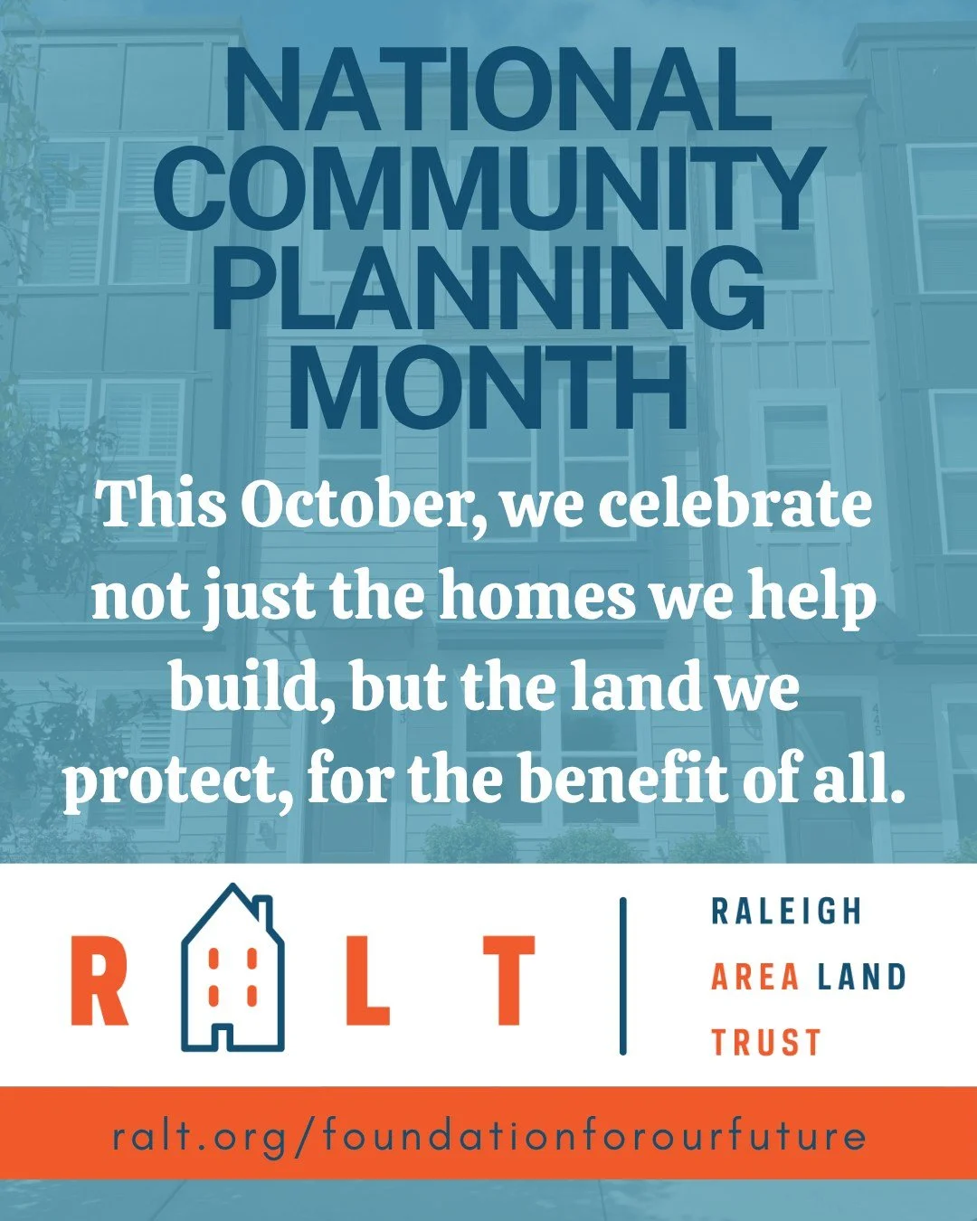 🏡 As we wrap up #NationalCommunityPlanningMonth, we celebrate more than just the homes we help build, we honor the land we protect and the communities we uplift. At RALT, every acre preserved and every home stewarded reflects our commitment to equit