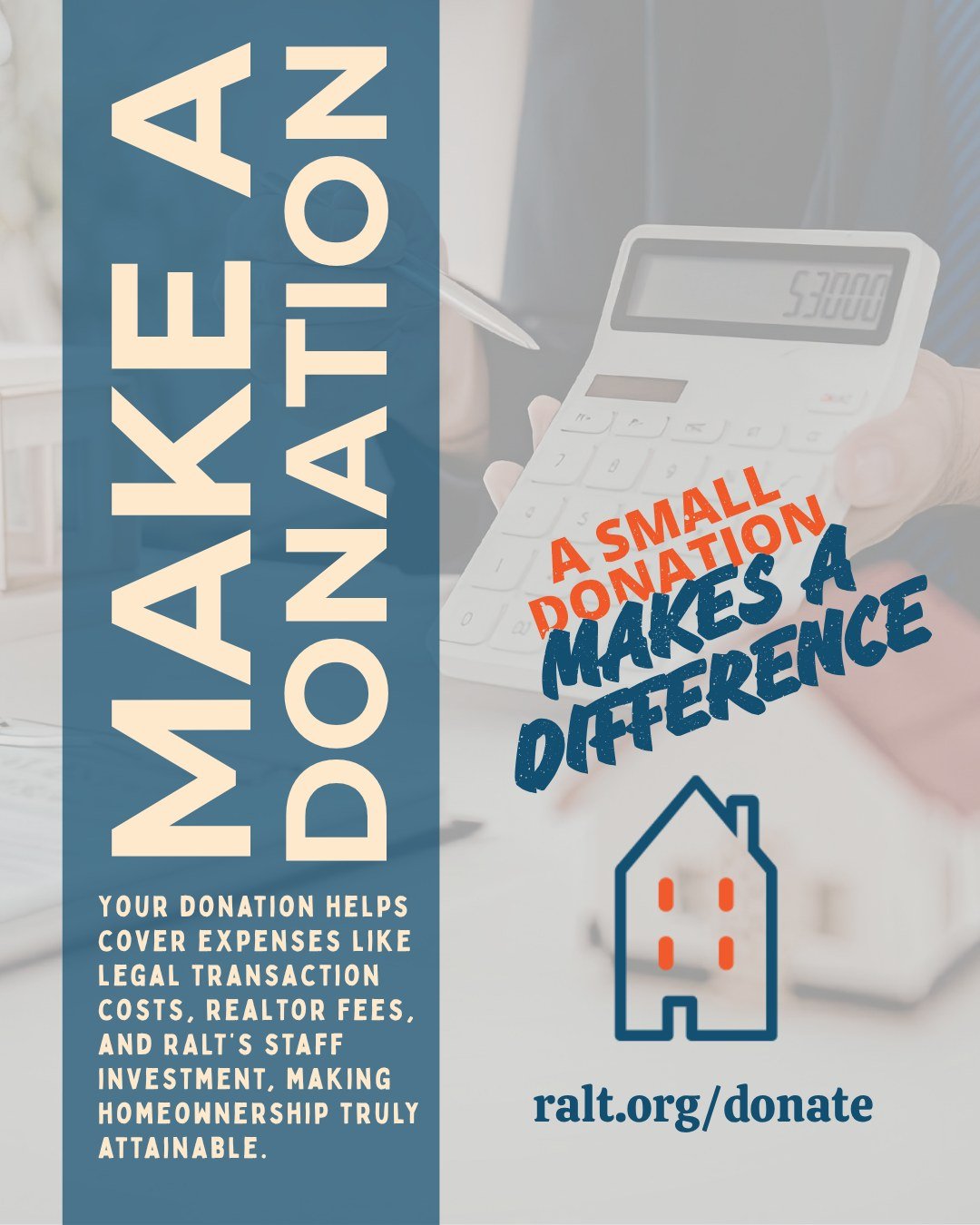 This #FairHousingMonth, you can be part of the solution.
Your support helps RALT:
✔️ Expand affordable homeownership
✔️ Support first-time buyers
✔️ Build stronger, more equitable communities
👉 Donate today + help open doors for more families 
https