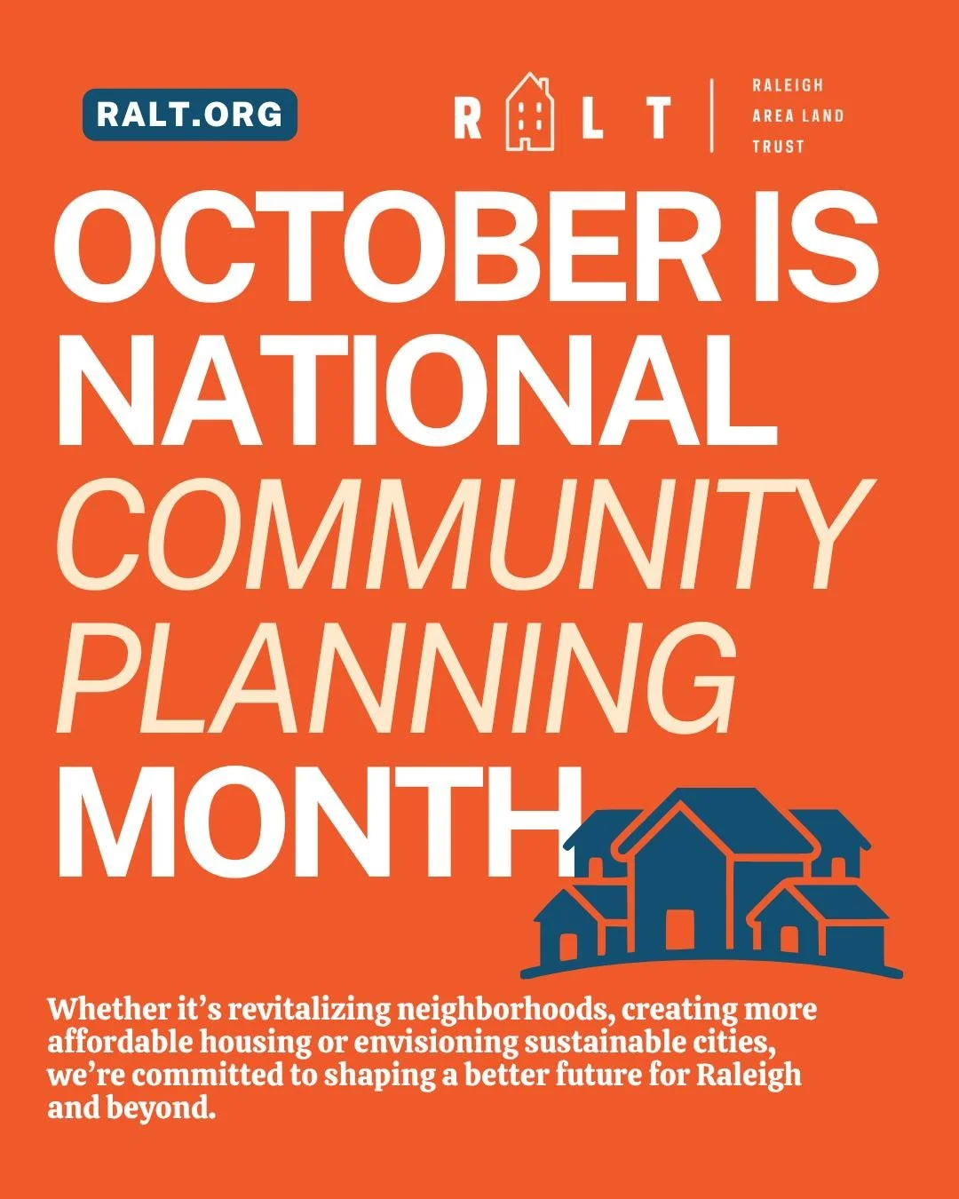 October is #NationalCommunityPlanningMonth!

At RALT, land is held in trust for #CommunityBenefit. Through the community land trust (CLT) model, the focus shifts from land as an individual asset to collective stewardship. RALT holds the land in trust
