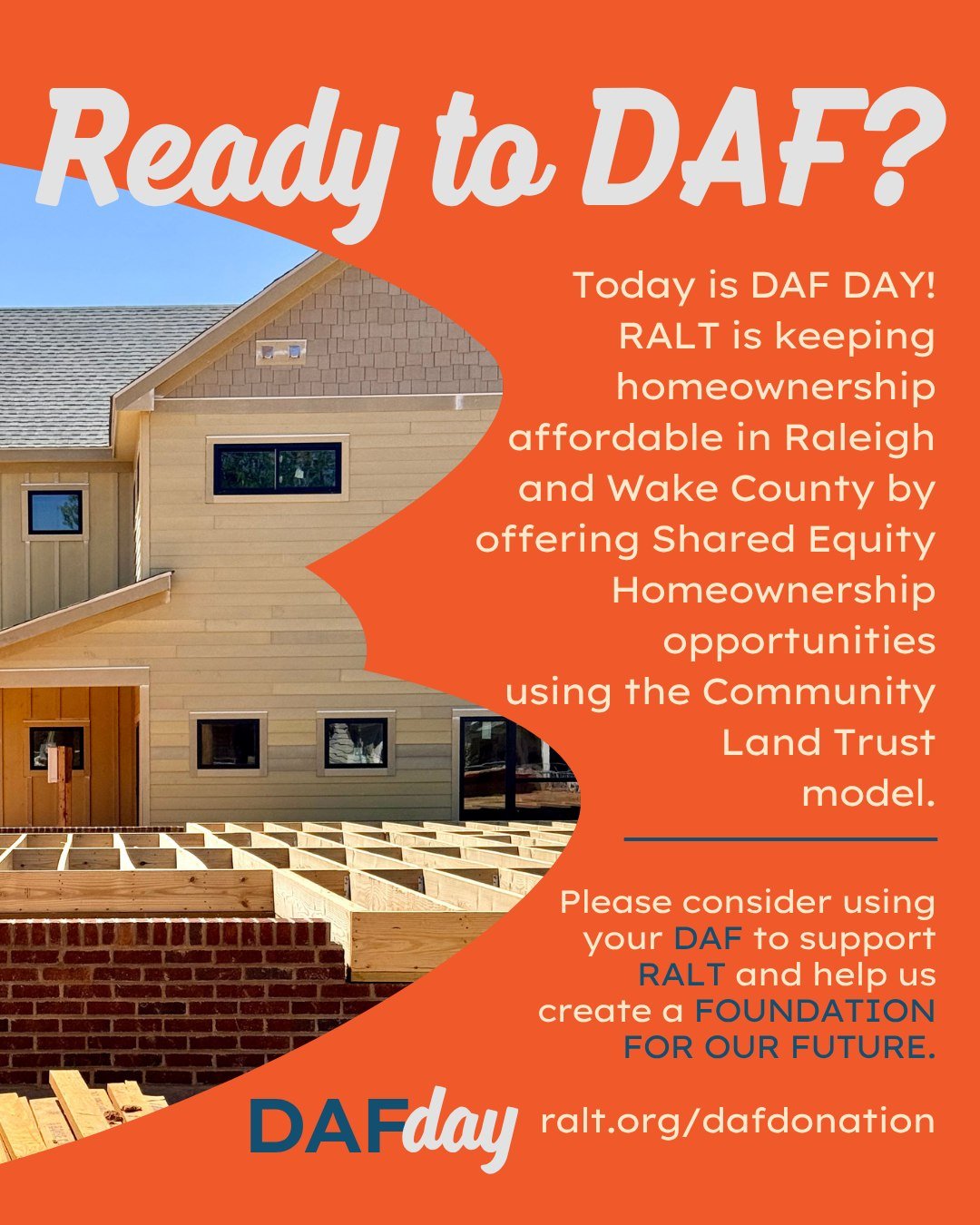 💙 Today is DAF Day! Did you know you can make a lasting impact by recommending a gift to Raleigh Area Land Trust through your Donor-Advised Fund (DAF)? It&rsquo;s one of the easiest ways to support our mission and create more affordable housing in o