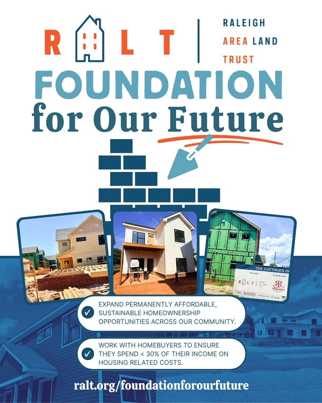Raleigh and the Triangle are growing, bringing new opportunities and new energy to our communities. But as our region grows, the rising cost of housing continues to put homeownership further out of reach for many working families.

At Raleigh Area La