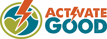 Logo with a lightning bolt and a heart, featuring the text 'Activate Good'.