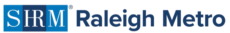 Logo of SHRM Raleigh Metro with blue boxes and white letters, and 'Raleigh Metro' in dark blue text.