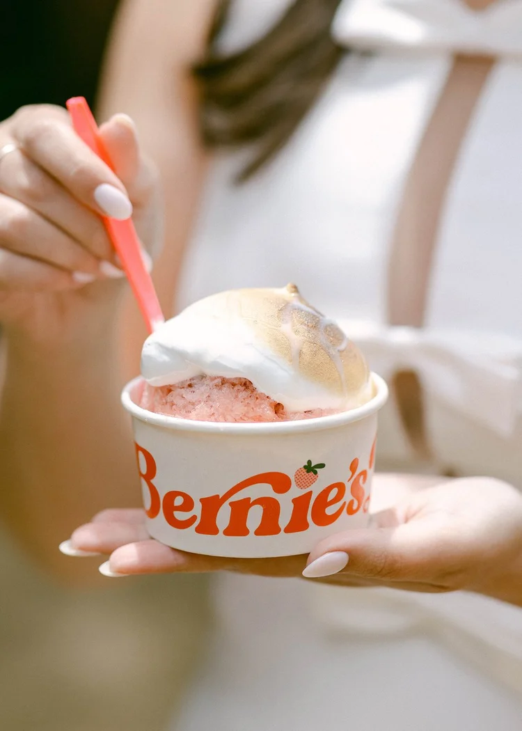 A Bernie&rsquo;s granita cup with torched meringue