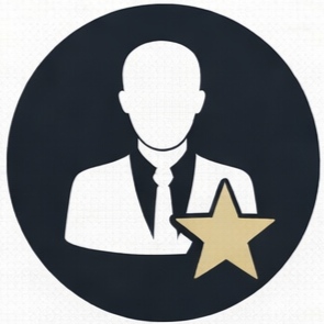 Silhouette of a person in a suit with a star badge