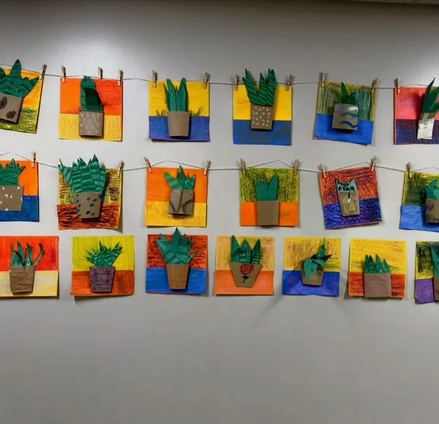 2nd Grade Texture Plants! My students LOVED using our texture boards to create these snake plants for spring 🪴

Thanks @mrs._hamiltons_art_class for the idea! 

#elementaryartadventures #plantart #2ndgradeart #springart #artclass