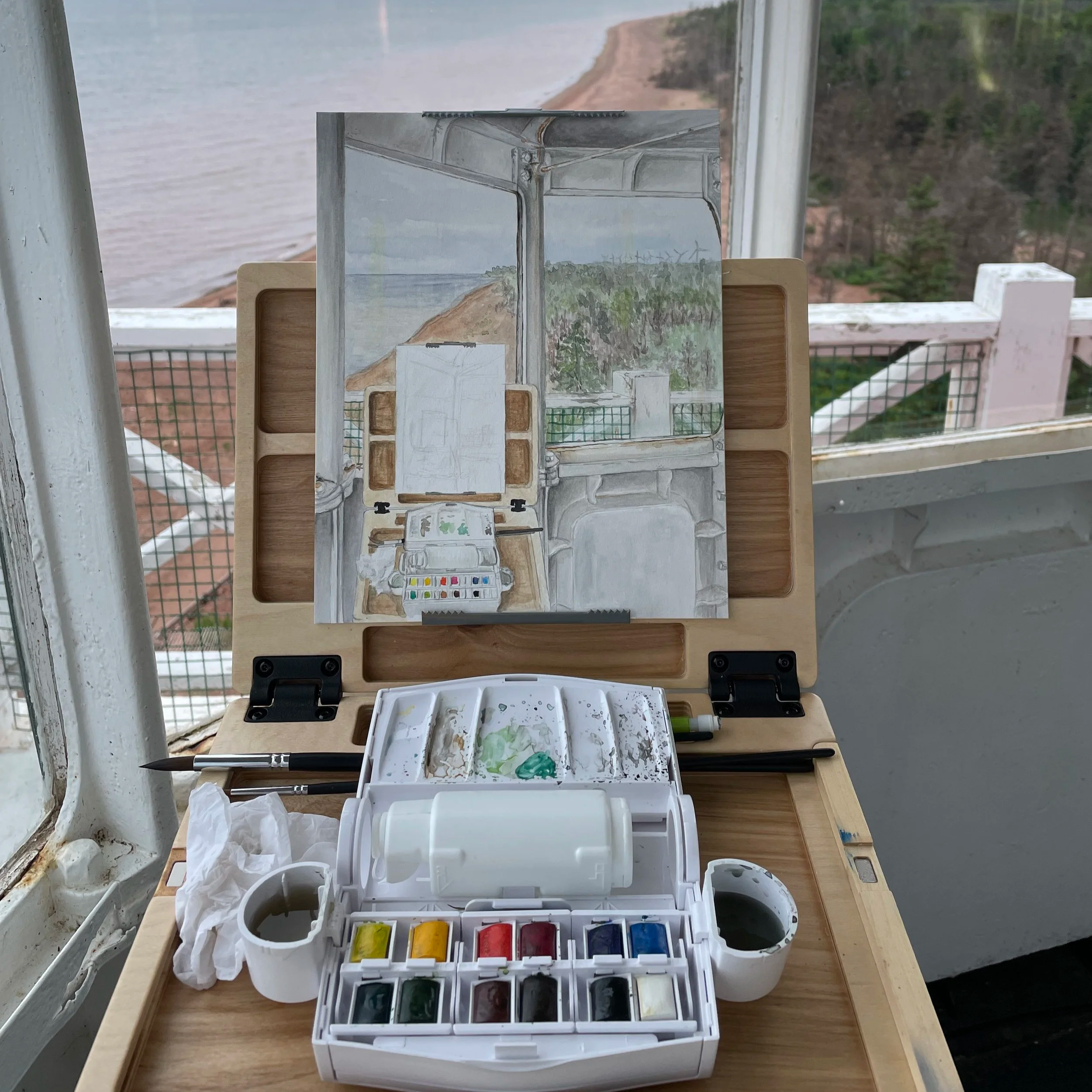Plein Air watercolor in PEI, Canada.