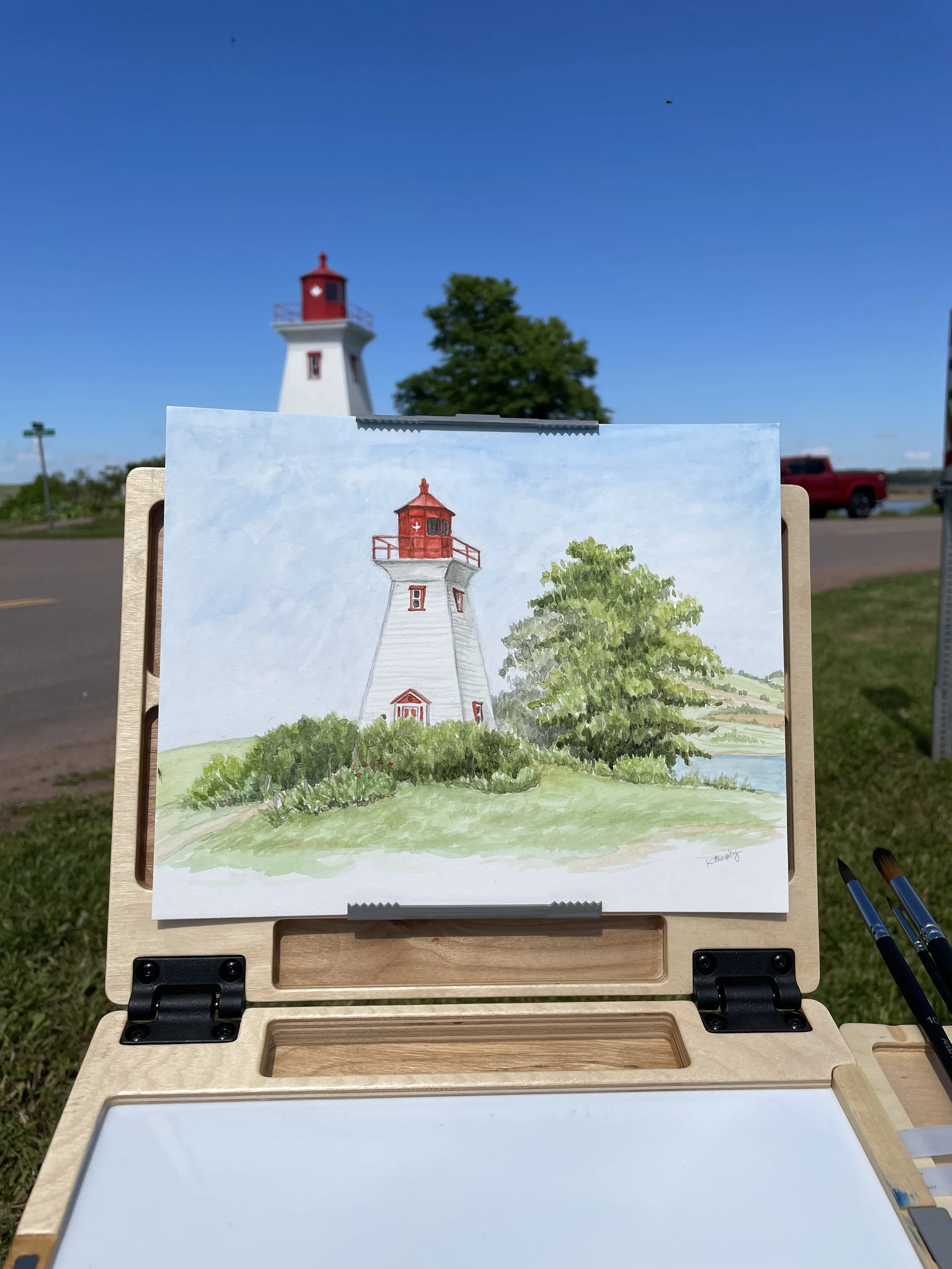 Plein Air watercolor in PEI, Canada.