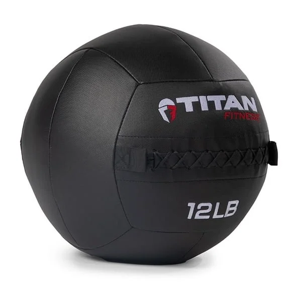 Black 12-pound Titan Fitness slam ball