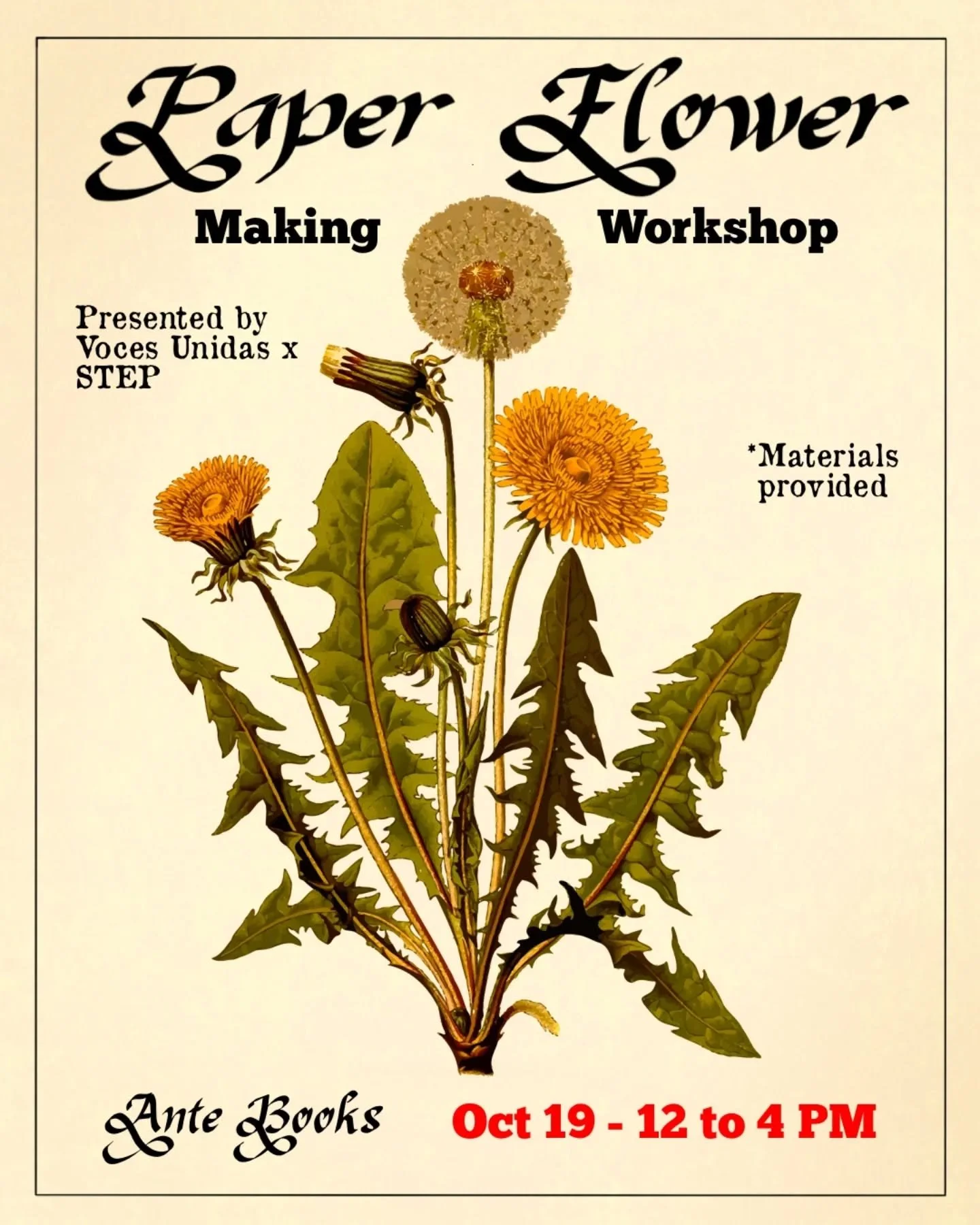 Come create paper marigolds with us for Dia de Muertos! 🏵
Join us at @antebooks on October 19th from 12-4 pm for a collaborative paper flower making workshop with @southtexasequalityproject and Voces Unidas! We'll be creating decorations for the Po