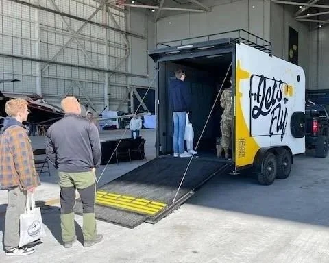 A mobile flight simulator as an event activation activity.