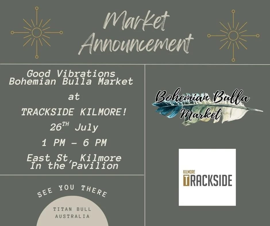 We’re heading to the Good Vibrations Boho Market! 🎪✨
After a long wait (and a rained-out last November!), we’re finally making our way to the Good Vibrations Bohemian Market at Trackside Kilmore on Saturday 26 July from 1pm to 6pm &mdas